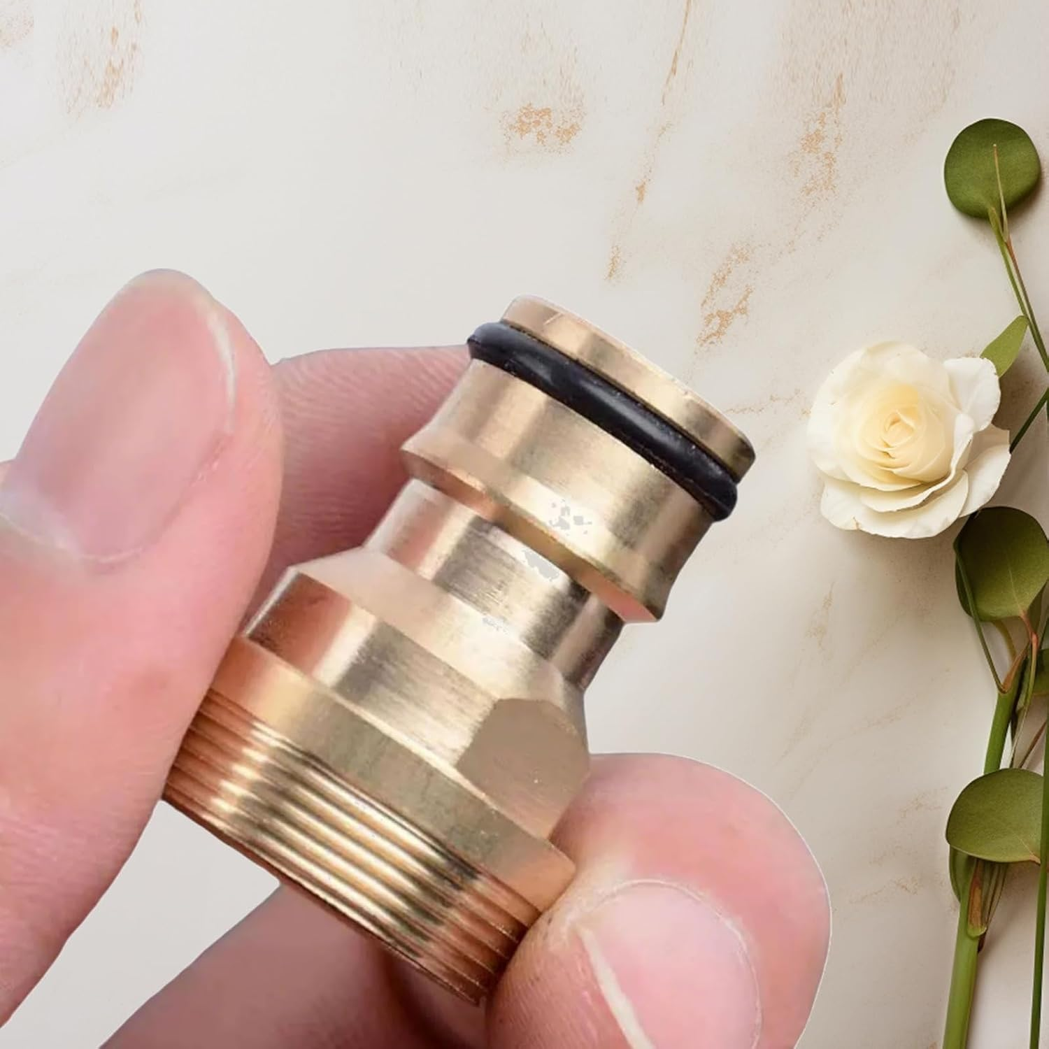 Luojinluoda 2 Pcs Indoor Garden Hose Pipe Adapter for Kitchen Mixer Tap with 2 Sealing Washers - 22Mm Female 24Mm Male Threaded Hose Connector, Brass Fittings for Kitchen Tap Mixer & Bathroom Sink image number 4