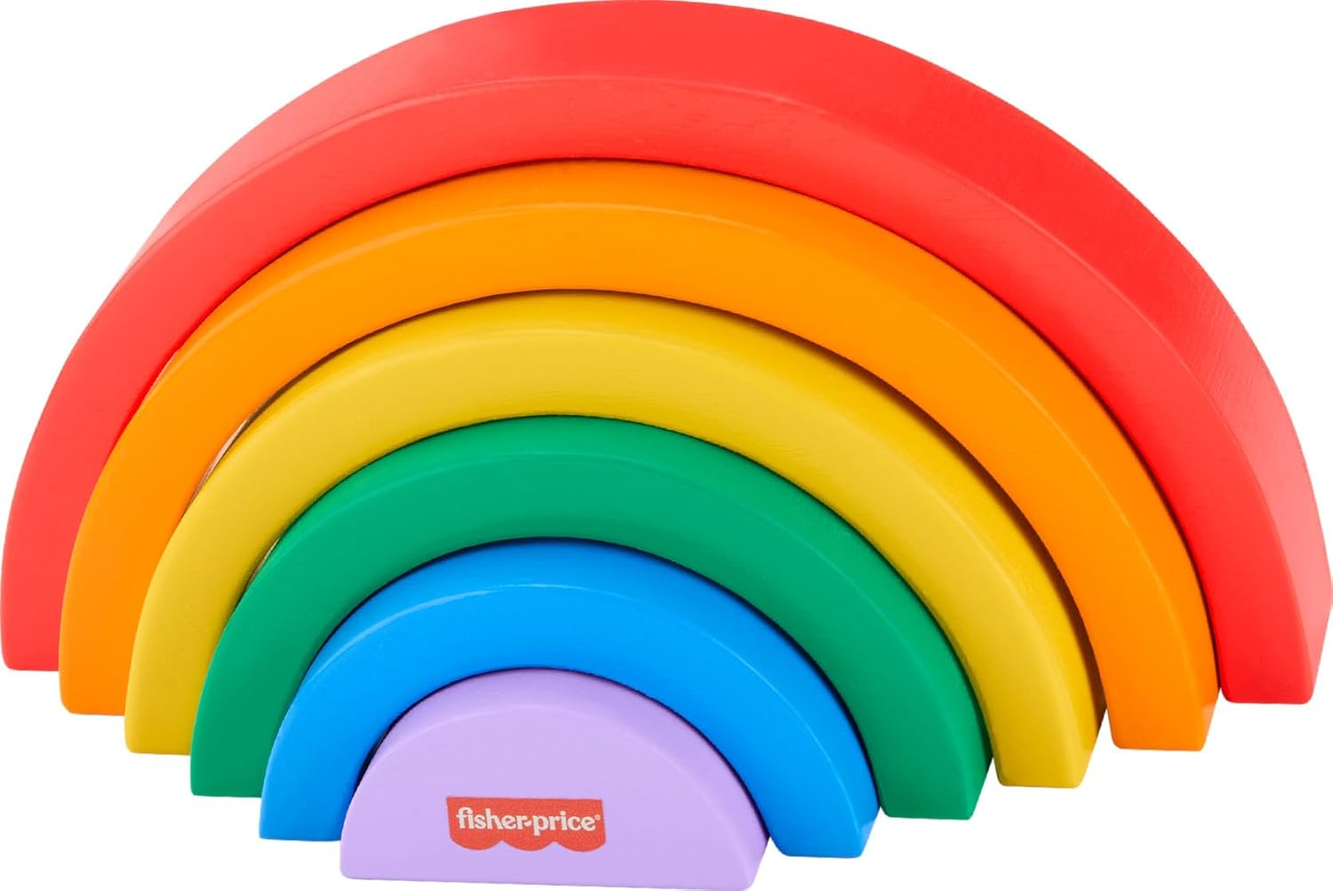 Fisher-Price Wood Toddler Toy Stacking Rainbow, 6 Colorful Wooden Pieces for Building Developmental Play Kids Ages 18+ Months image number 5