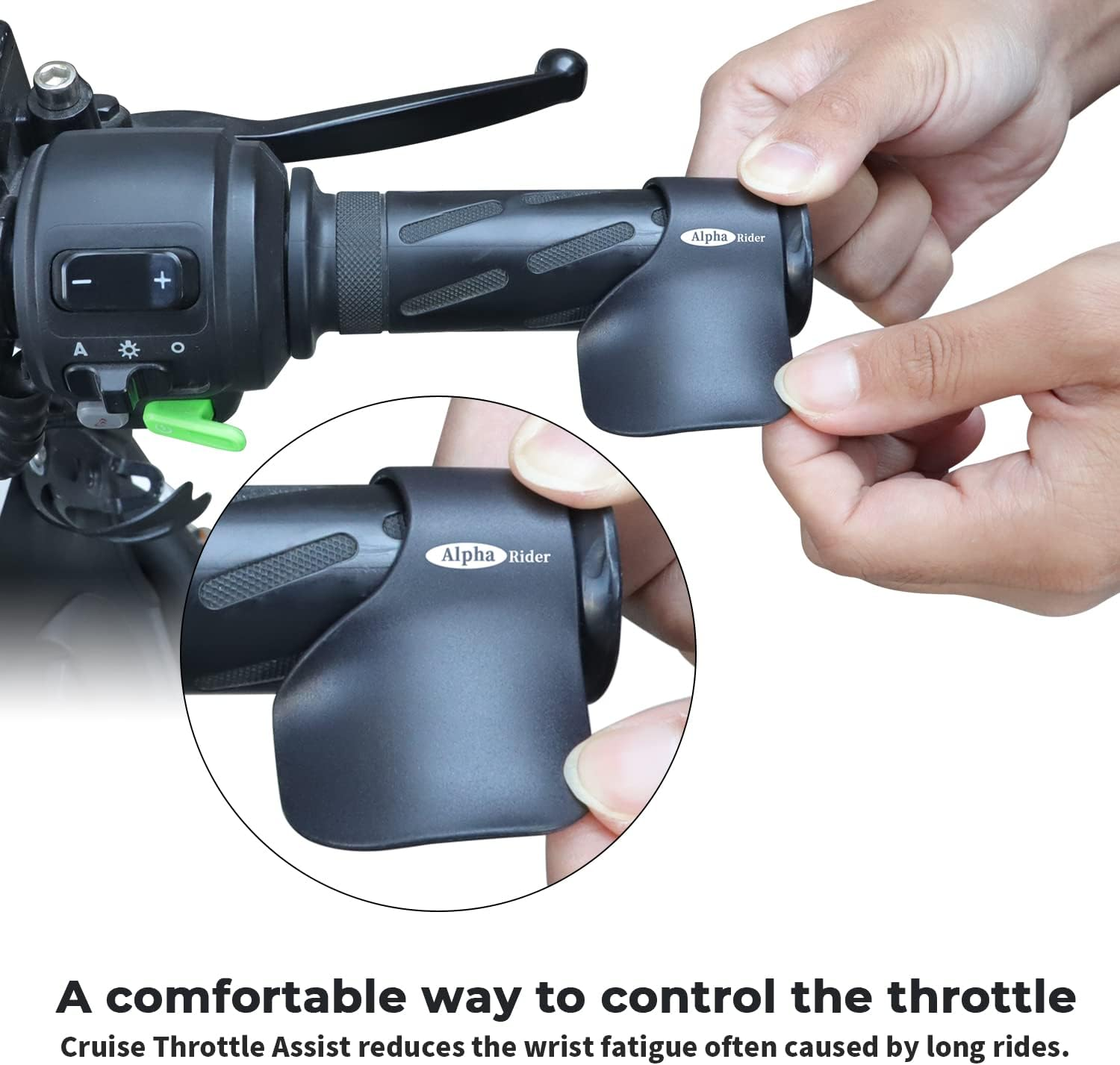 Alpha Rider Universal 22MM Black Throttle Mounted Motorcycle Cruise Assist Oil Control for Aprilia BMW Bimota Ducati Honda Kawasaki Suzuki Triumph Yamaha Street Bike Sport off Road Scooter Naked ATV