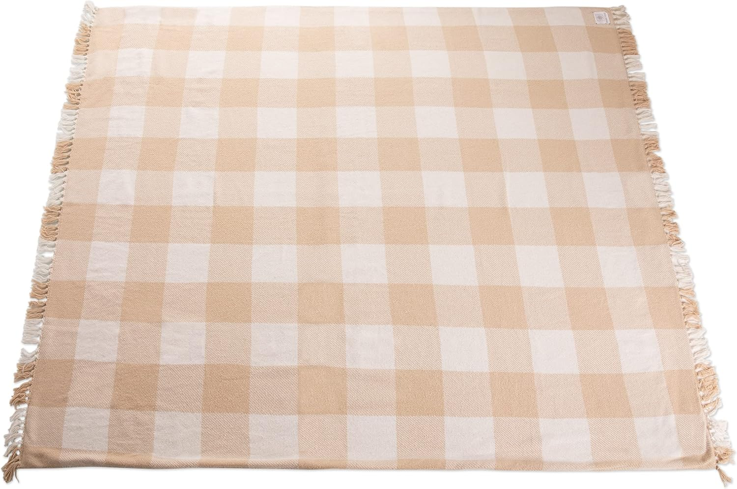 PICNIC TIME, Montecito Picnic, Outdoor, and Beach Blanket with Harness, Montecito Picnic, Outdoor, and Beach Blanket with Harness, One Size, White & Taupe Windowpane - Beige image number 2
