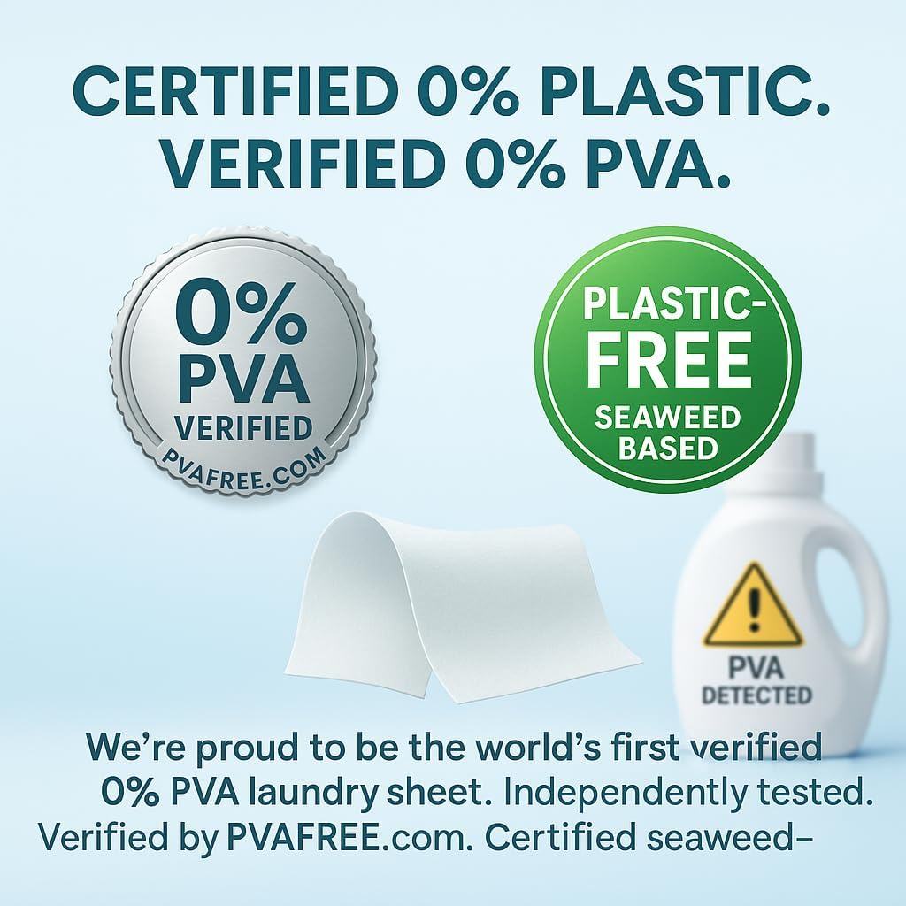 Laundry Sheets - 80 Wash - World First 0% PVA Plastic in the Product (Unlike Other Brands with up to 40% Plastic Going into Your Machine) - Stop PVA from Entering Our Waterways image number 3