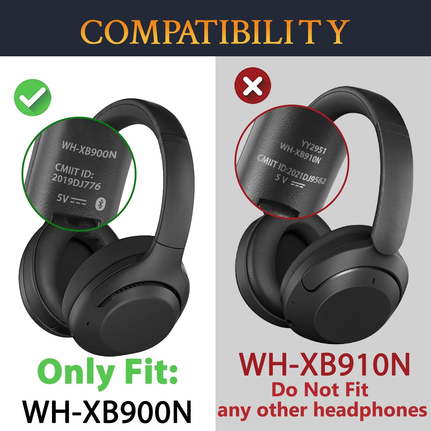 SOULWIT Cooling Gel Ear Pads Cushions for Sony WH-XB900N/WH-CH710N(WHCH710N WHCH710 CH710)/WH-CH720N(WHCH720 CH720)/WH-RF400(WHRF400)/MDR-RF895RK, Ear Pads Cushions with Noise Isolation Foam - Black