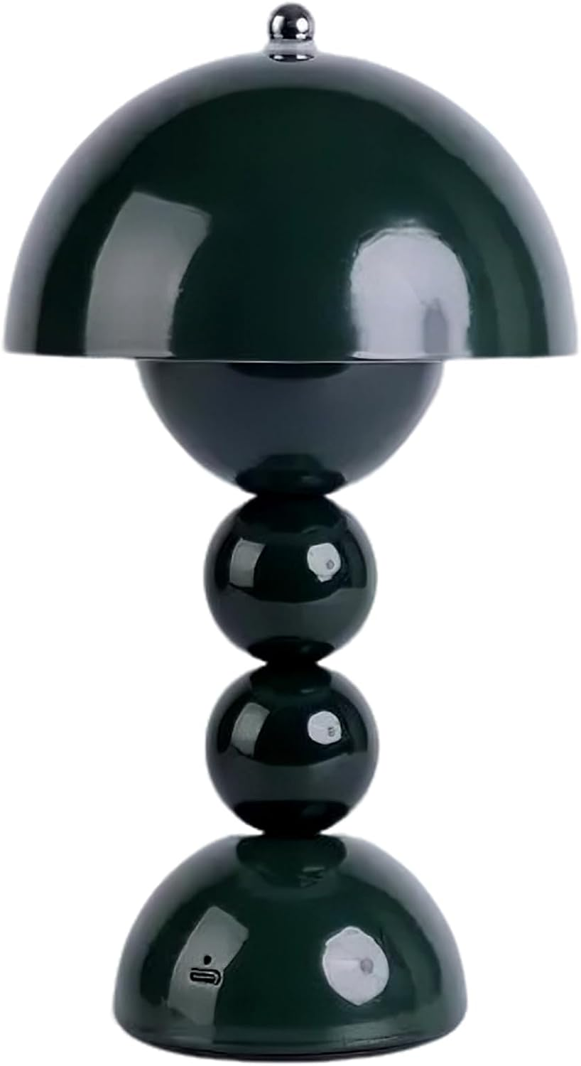 Cordless Table Lamp, 3-Color Dimmable & Touch Control Bedsied Rechargeable Desk Light, Portable Battery Powered Mushroom Lamp for Bedroom Nightstand, Kitchen, Office, Outdoor Decor (Drak Red)