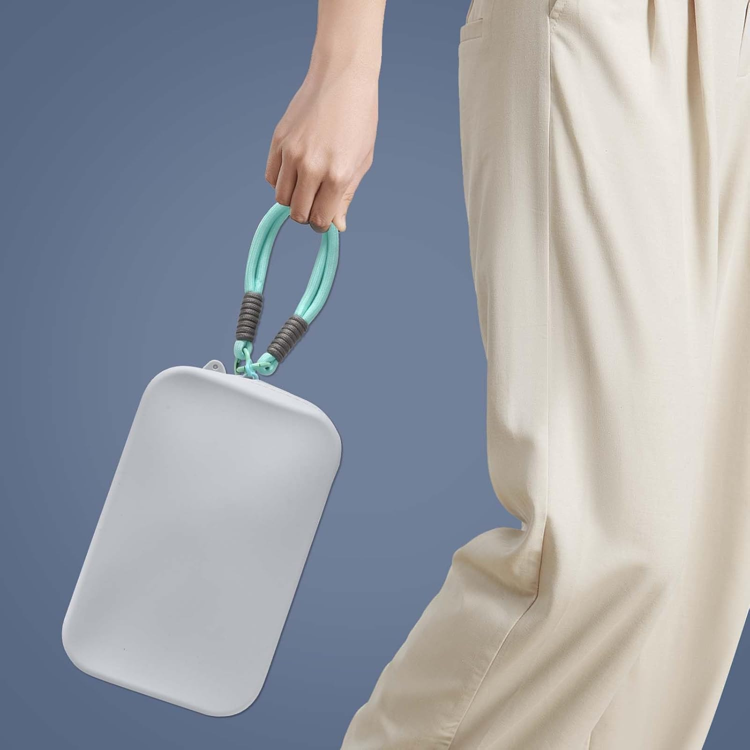 Waterproof Silicone Cosmetic Bag, Pack of 2 Make up Bag with Handle, Silicone Bag, Travel Bag, Portable Travel Bottles, Cosmetic Makeup Brush Storage, Light Blue, Dark Blue, Flexible - Orange, Pink image number 6