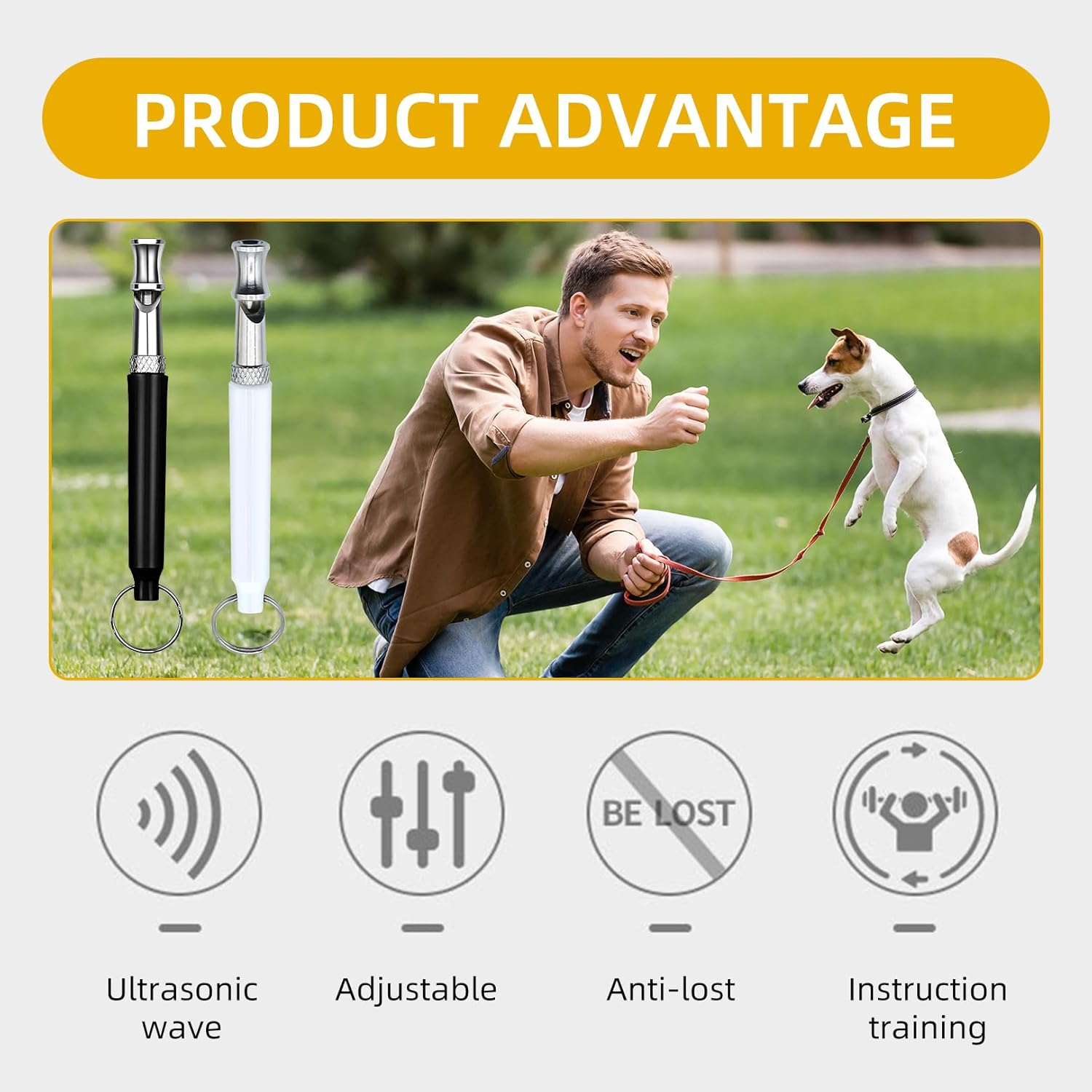 Pack of 2 Dog Whistles, High Frequency, Silent, against Barking, Dog Whistle, Recall, Adjustable Quiet Dog Whistles Device, anti Bark Whistles, Not Audible, Metal Whistle Training Lanyard for Dog image number 5