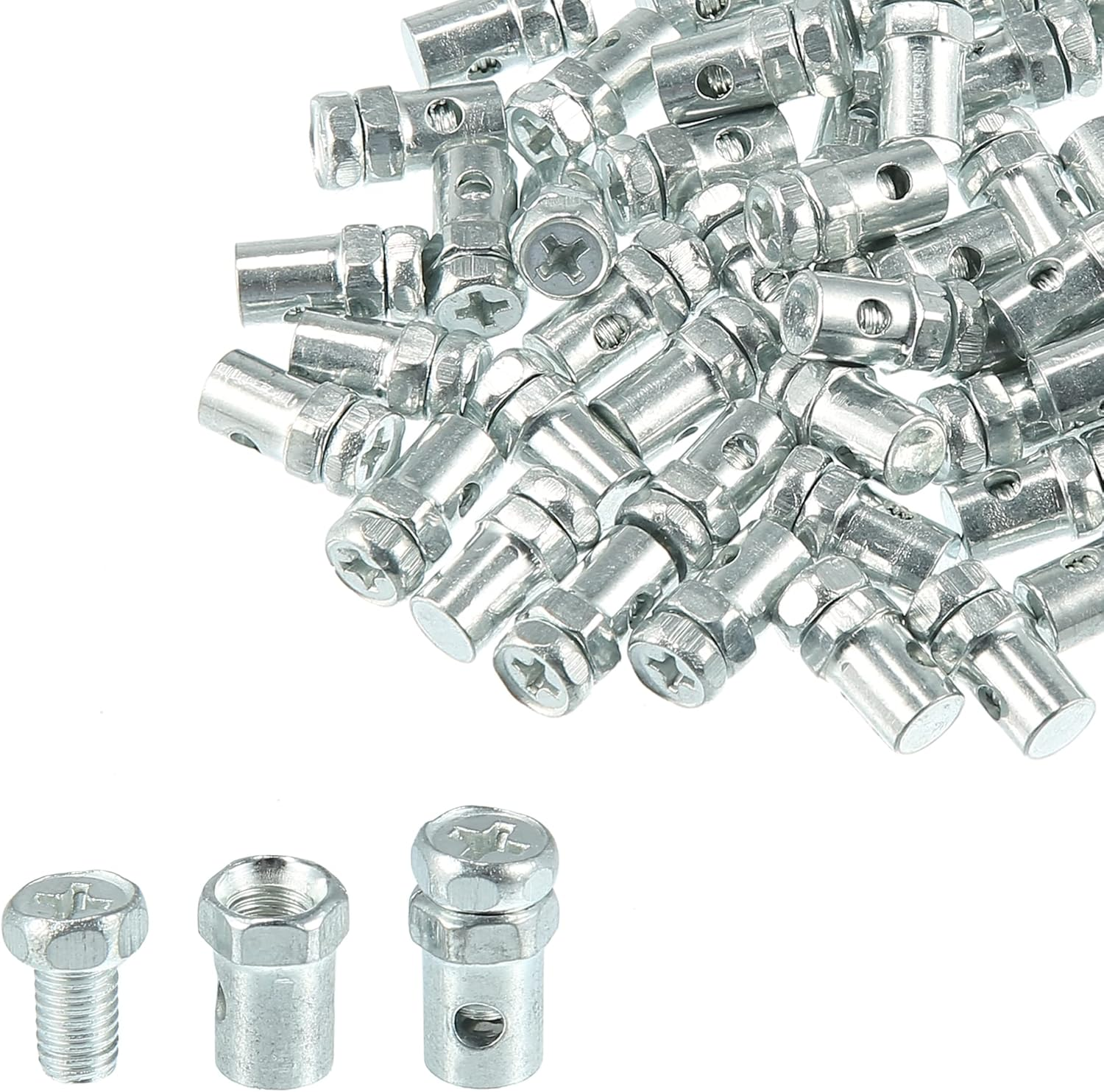 Uxcell 50Pcs 5Mm Thread Dia Brake Cable Wire Solderless Nipple Screw for Motorcycle image number 4