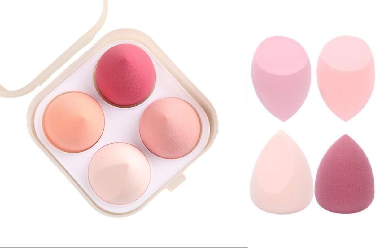 HIGHROCK 4Pcs Makeup Sponge, Beauty Sponge for Foundation with 1 Egg Case (Pink) image number 5