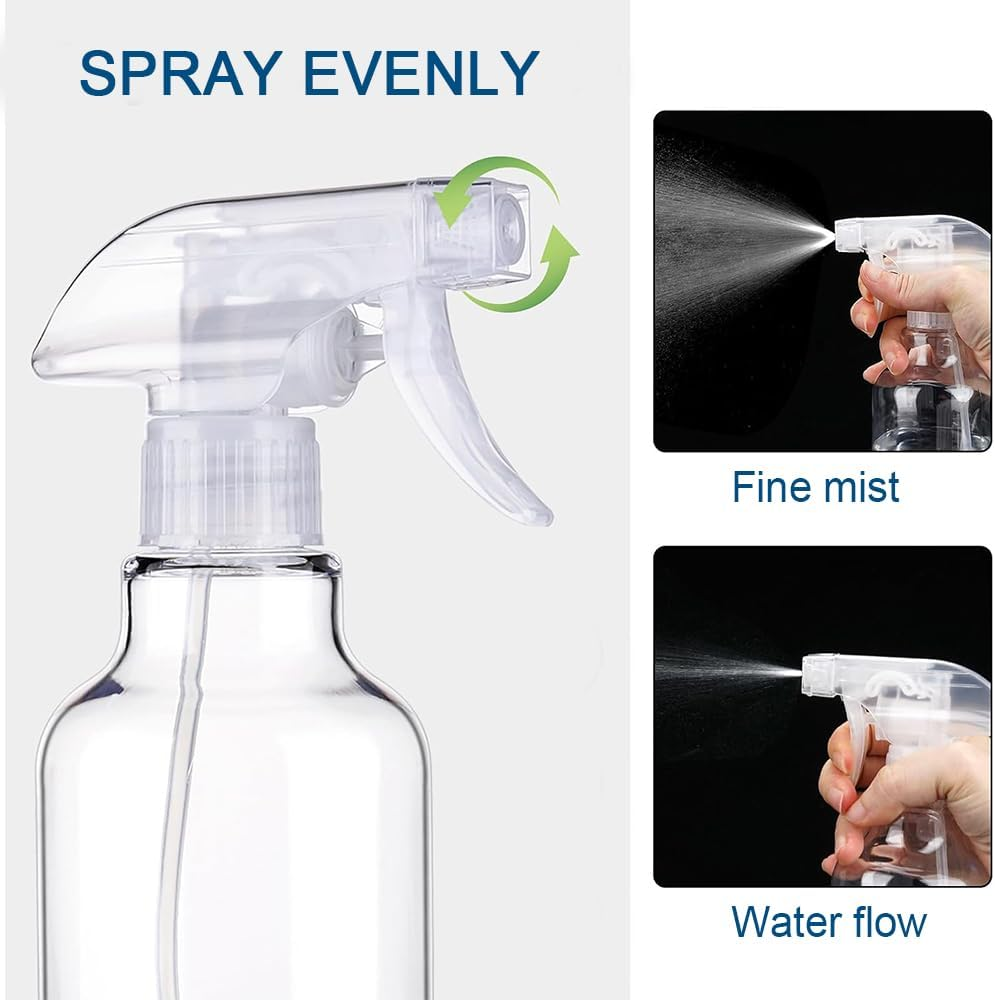 9-Pack Glass Spray Bottles, Empty Transparent Spray Bottles, Refillable, with Trigger Sprayer, Suitable for Cleaning Liquid, Essential Oil, Alcohol, Plant Watering Spray