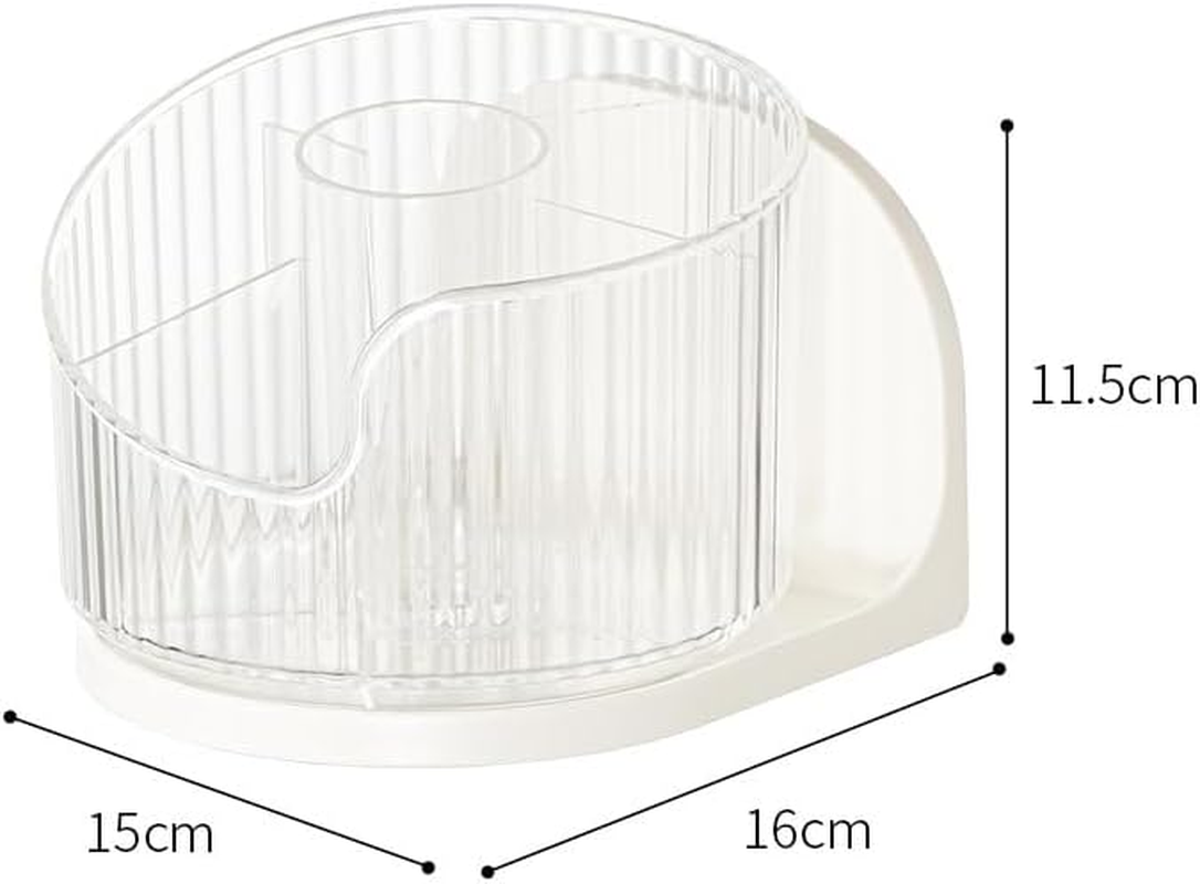 Rotatable Wall-Mounted Makeup Brush Storage Organizer, 360-Degree Spin Cosmetic Holder Eyeliner, Lipstick, Beauty Tool Rack for Bathroom (Transparent, 15 * 16 * 11.5CM) image number 3
