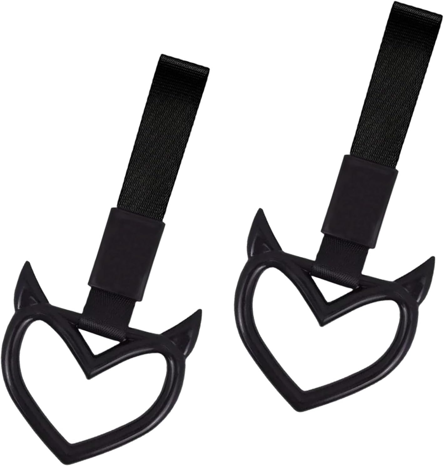 Momerch 2 Pieces Rear Bumper Warning Ring Car Mirror Hanging Ornament, Red Heart Shaped Handle Ring Subway Bus Handle Straps for Car Interior Exterior Decoration (Blue)