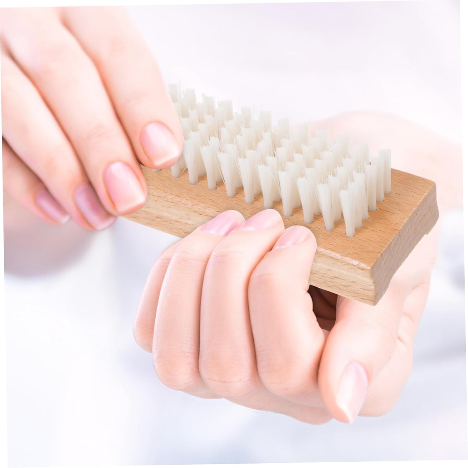 ERINGOGO Nylon Bristle Nail Brush Two Sided Nail Tool Wooden Manicure Brush Art Tool Pedicure image number 4