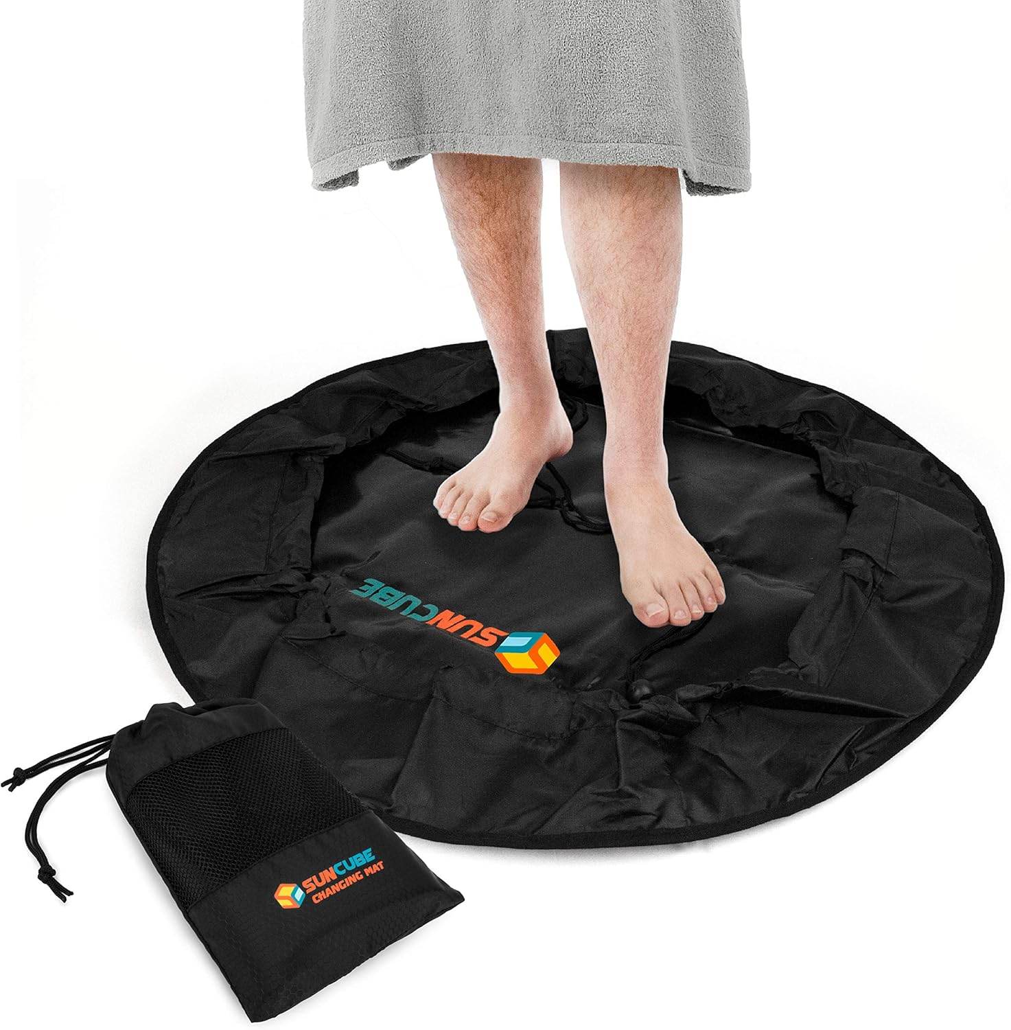 SUN CUBE Wetsuit Changing Mat, Waterproof Surf Bag, Drawstring Wetsuit Bag, Surfing Accessories for Kayakers, Dry Bag for Beach, Durable Compact No Leak Mat for Scuba (Gray), Gray, One Size