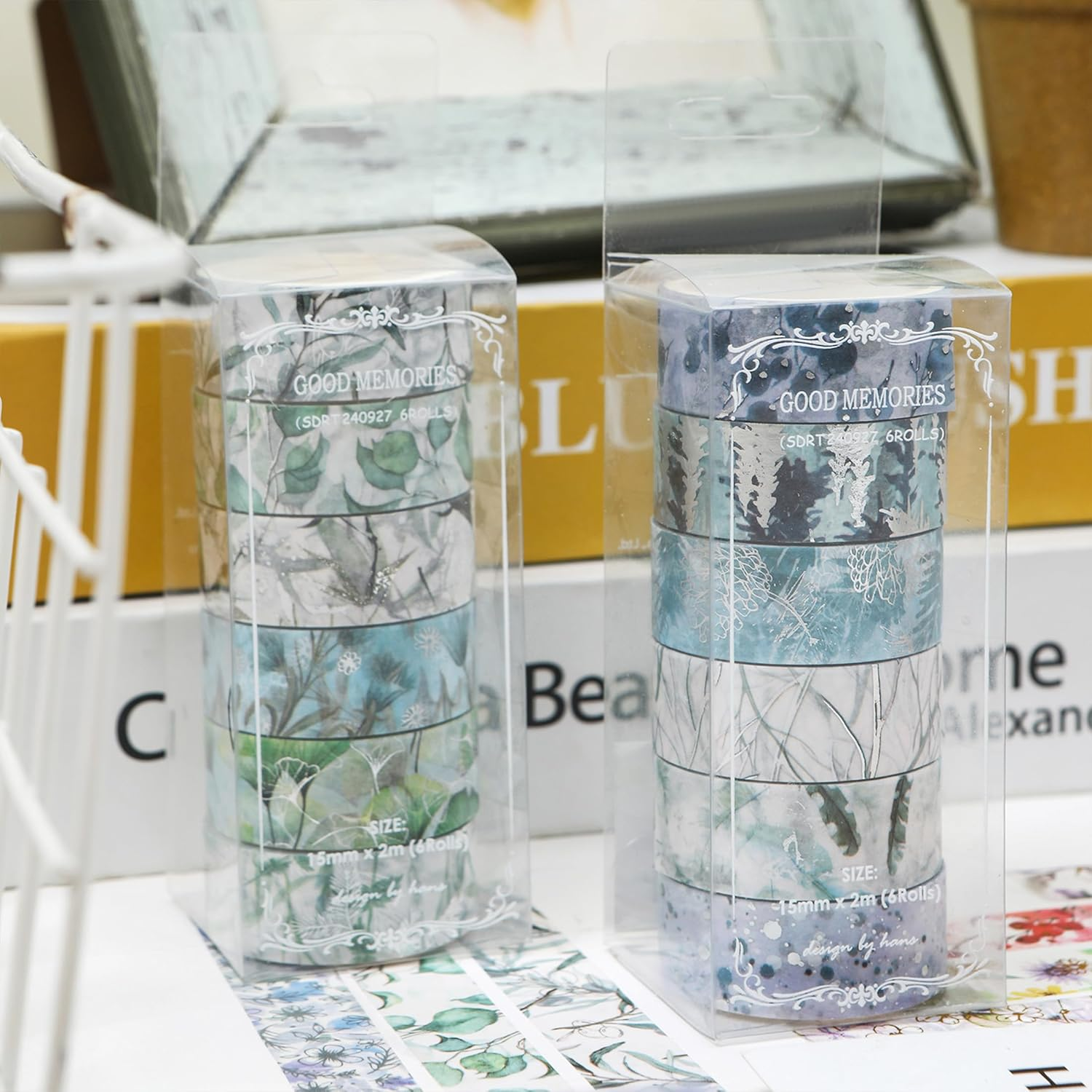 YUBBAEX 6 Rolls Floral Gold Washi Tape Set Silver Foil Masking Tape Decorative for Arts, DIY Crafts, Bullet Journal Supplies, Planners, Scrapbook, Card/Gift Wrapping (Botanical Whisper) - Mystic Petals image number 4