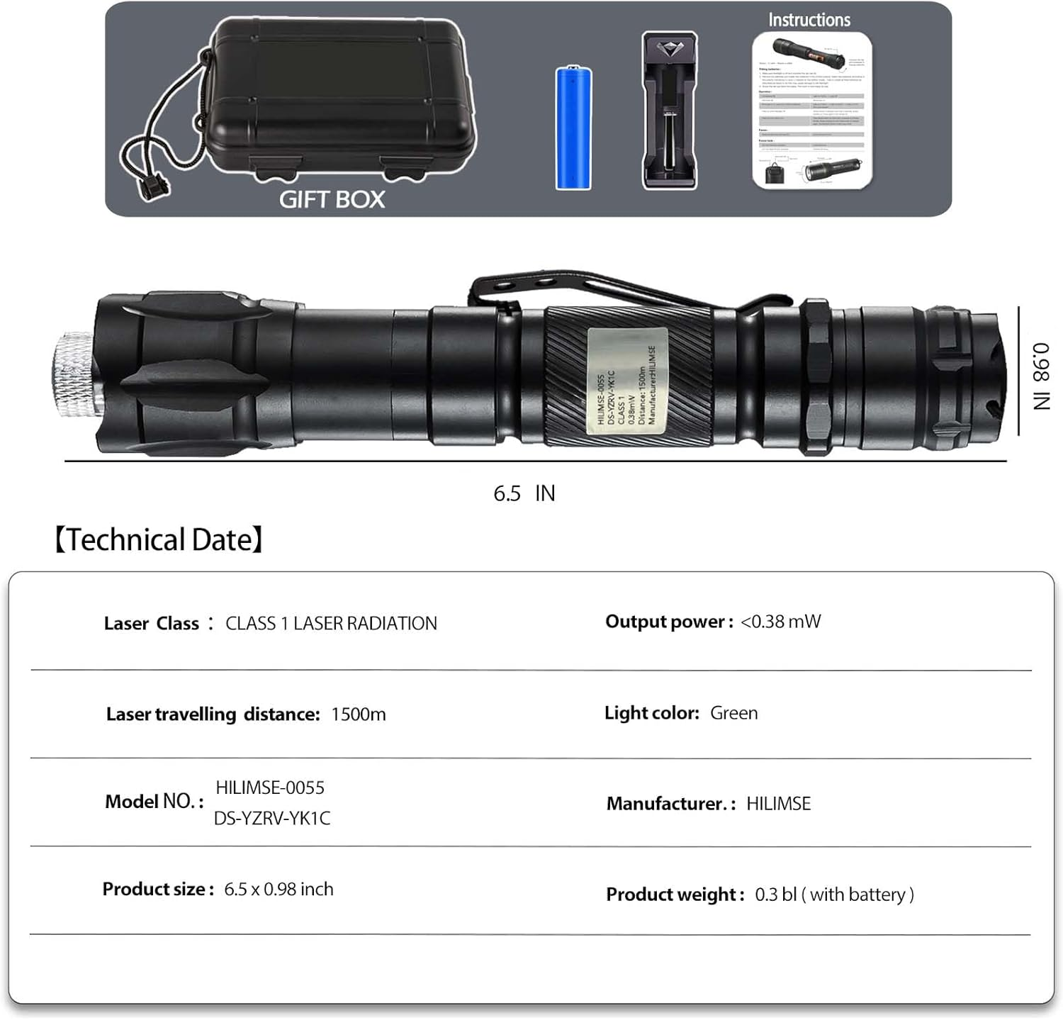 3000 High Lumens Laser Pointer with Aluminum Body image number 4