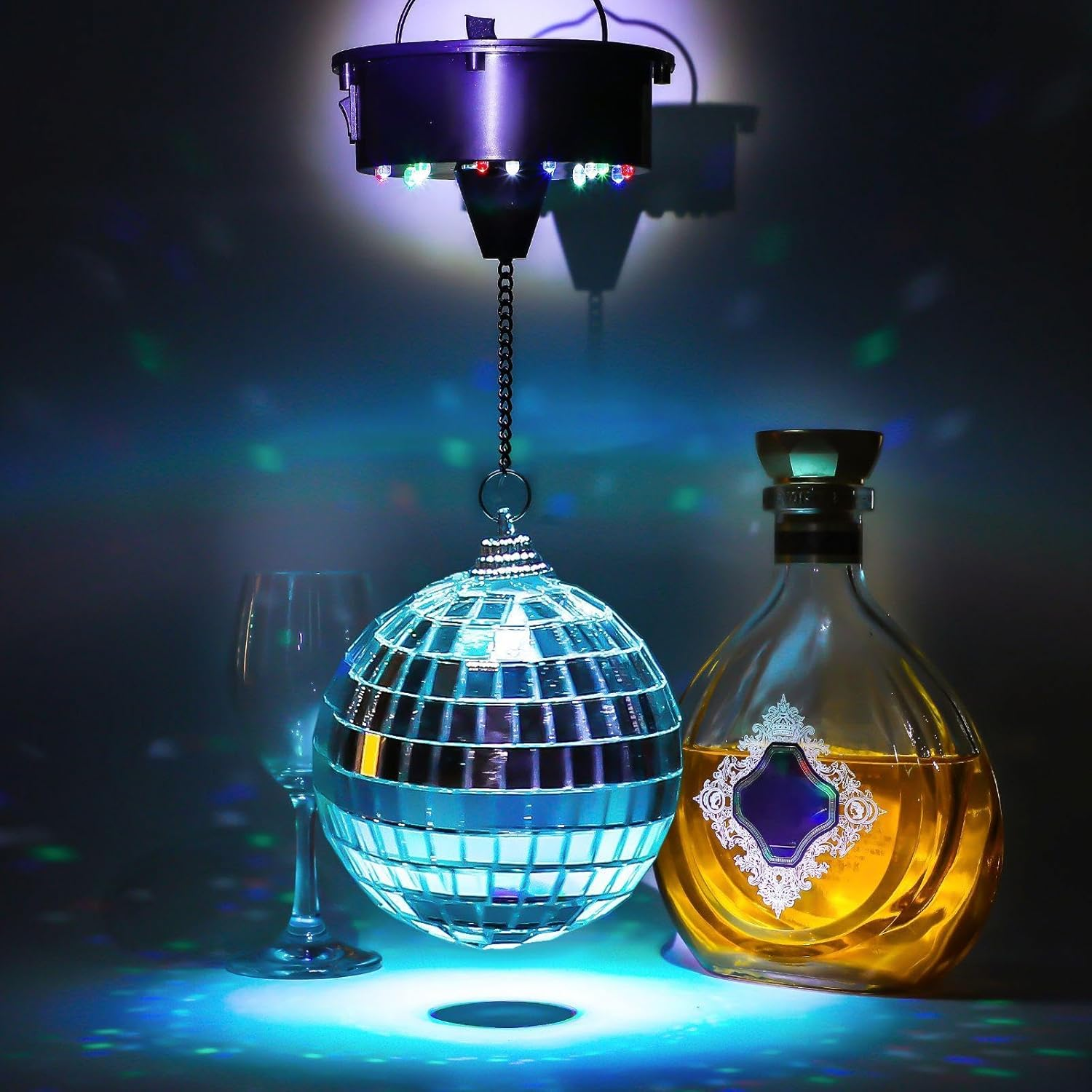 Tuanse 6RPM Rotating Disco Ball Mount Electric Motor with Lights 4 Colors for 6 8 12 Inch Disco Ball (Not Included) 2 Mode for Christmas Party Djs Bands Pubs Weddings Night Clubs(Battery Style) image number 5