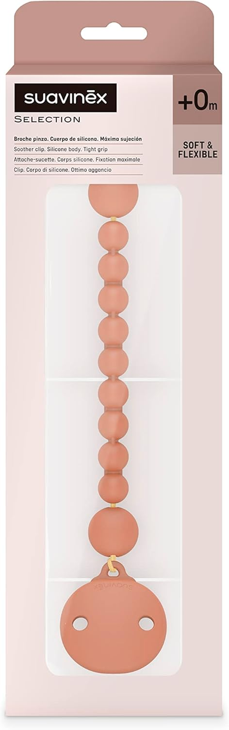 Suavinex Colour Essence Silicone Bobble Soother Clip, Brick Red image number 2