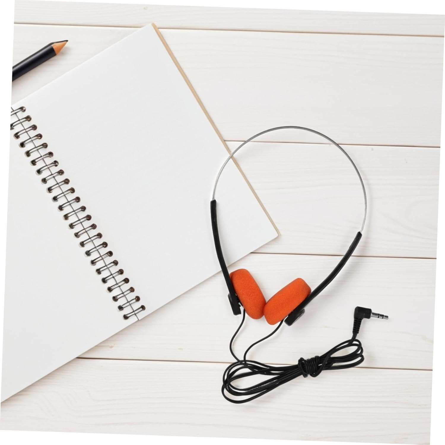 Lightweight Ear Headphones with Adjustable Headband and Cushioned Ear Pads for Comfortable Classroom and Library Use Clear Audio for Students Portable Retro Design in Orange image number 4