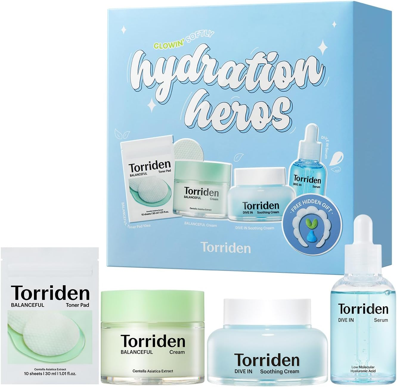Torriden Softly Hydration Heroes DIVE in Serum 50Ml + DIVE in Soothing Cream 100Ml + BALANCEFUL Cream 80Ml + BALANCEFUL Toner Pad 10 Sheets | Deep Hydration and Soothing Care Set image number 2