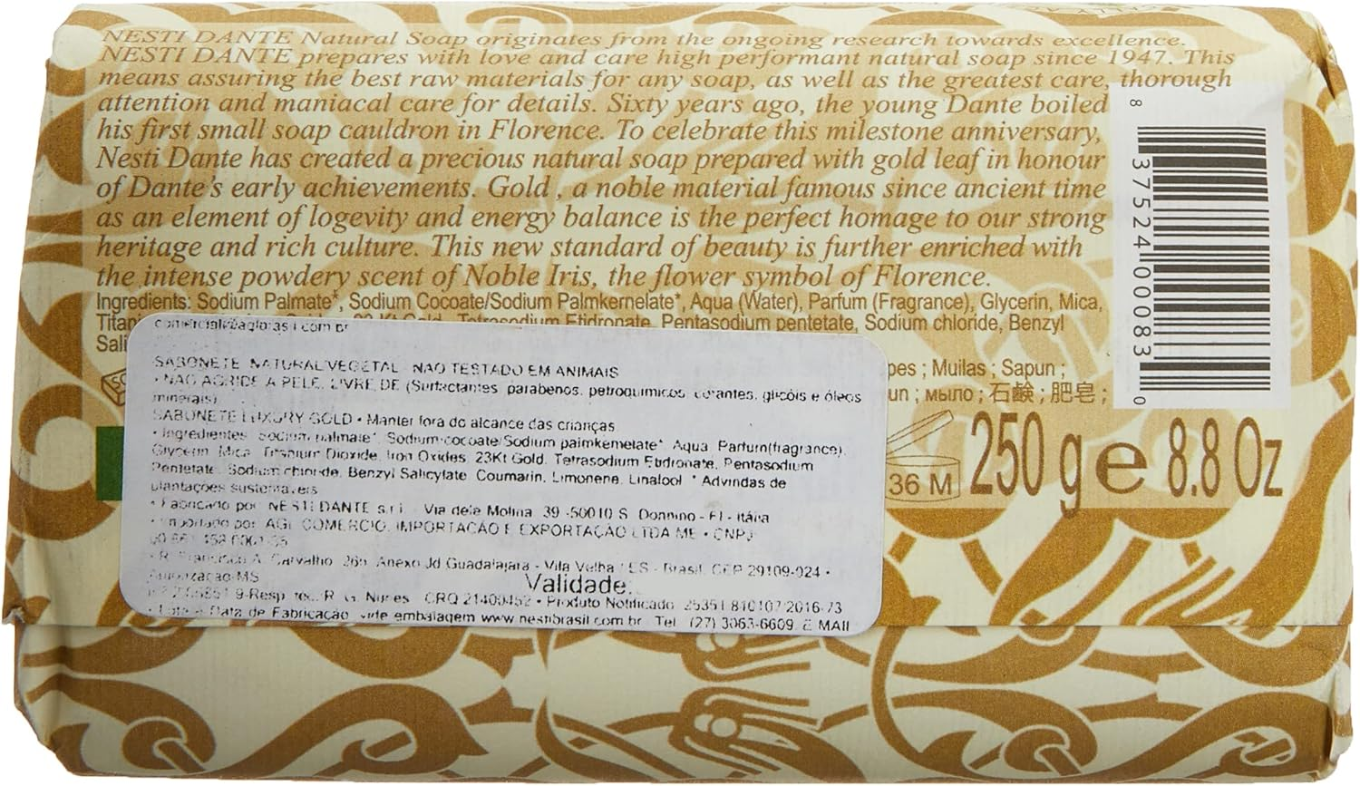 Nesti Dante Nesti Dante 60 Anniversary Luxury Gold Soap with Gold Leaf (Limited Edition), 8.8Oz, 8.8 Ounce