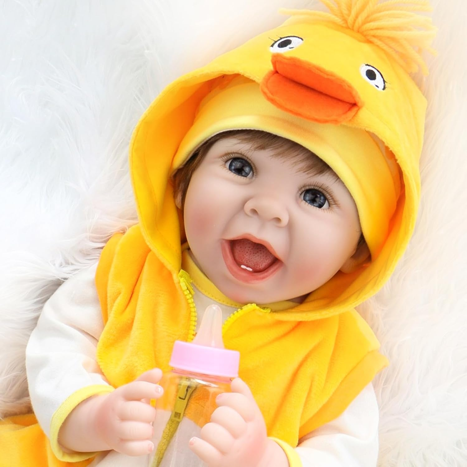 Aori Realistic 22In Reborn Baby Doll in Ducky Outfit, Yellow, 22'' (24325) image number 3