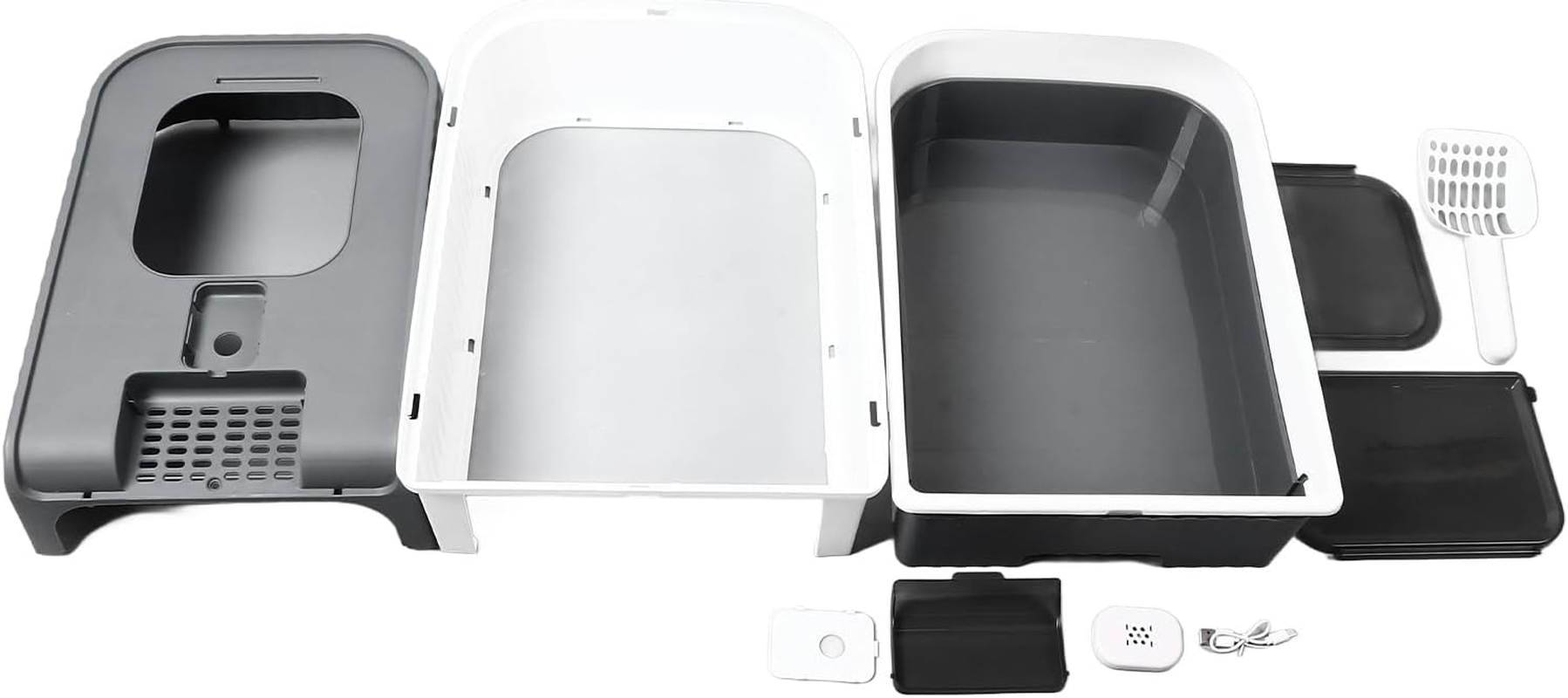 Anti Splashing Cat Toilet, Cat Litter Box with Lid, Fully Enclosed Cat Potty, Self Cleaning Cat Litter Box with Cat Litter Scoop, Drawer Type Cat Litter Pan