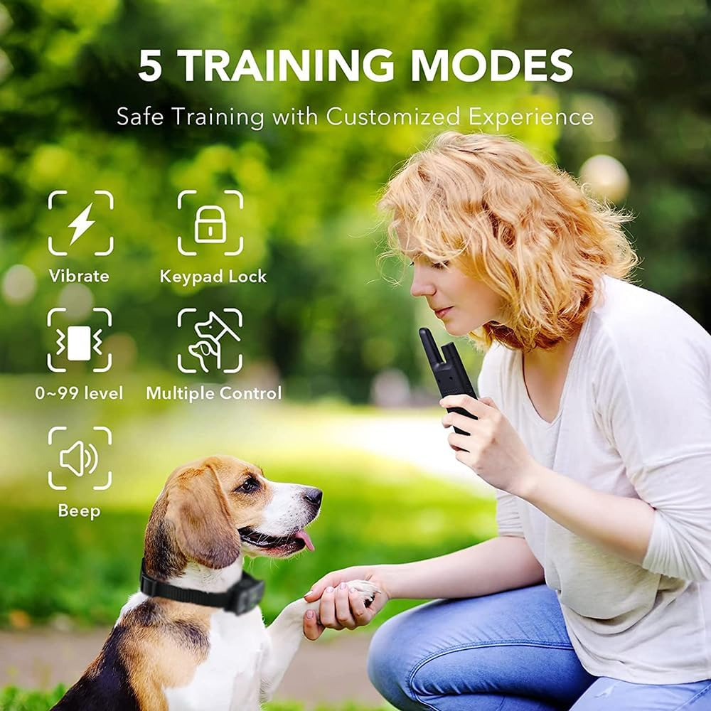 Bark Collar Remote Control Dog Training Collar IP67 Waterproof and Dustproof Adjustable Levels Long Standby Time Suitable for Dogs Weighing 15-100 Pounds for Large Medium Small Dogs Black image number 4
