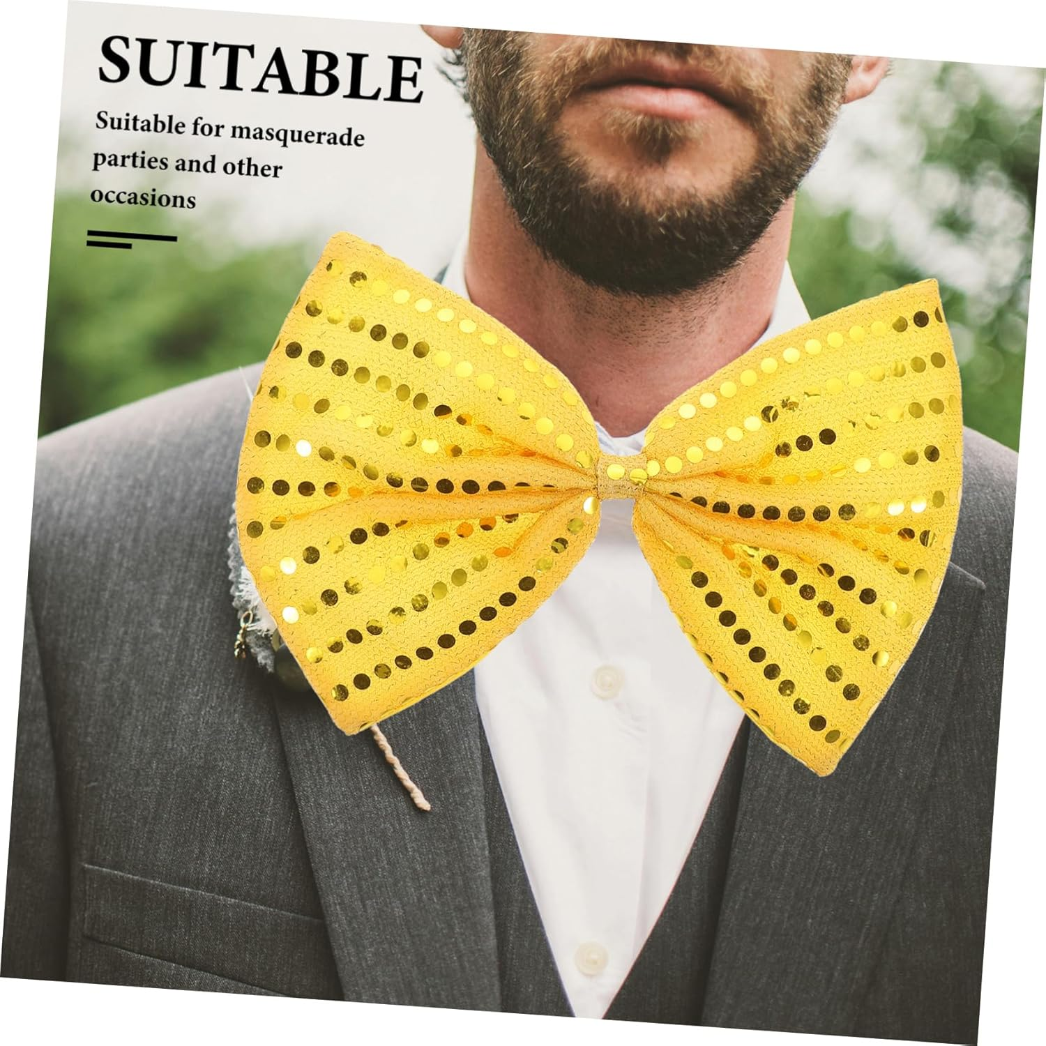 JEWEDECO Sparkly Oversized Sequin Bow Tie for Men Pre Tied Large Glitter Bowknot Accessory for Masquerade Carnival Holiday Parties Theatrical Performances