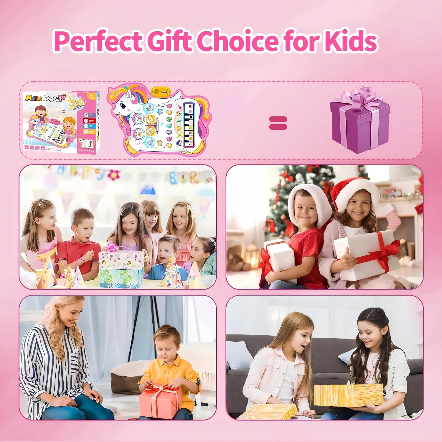 Musical Toys, Kids Musical Instruments - Piano Keyboard & Drum Mat, Piano Mat for Kids Music Sensory Toys, Early Educational Learning Musical Toy, Christmas Birthday Gift Unicorn XL image number 6