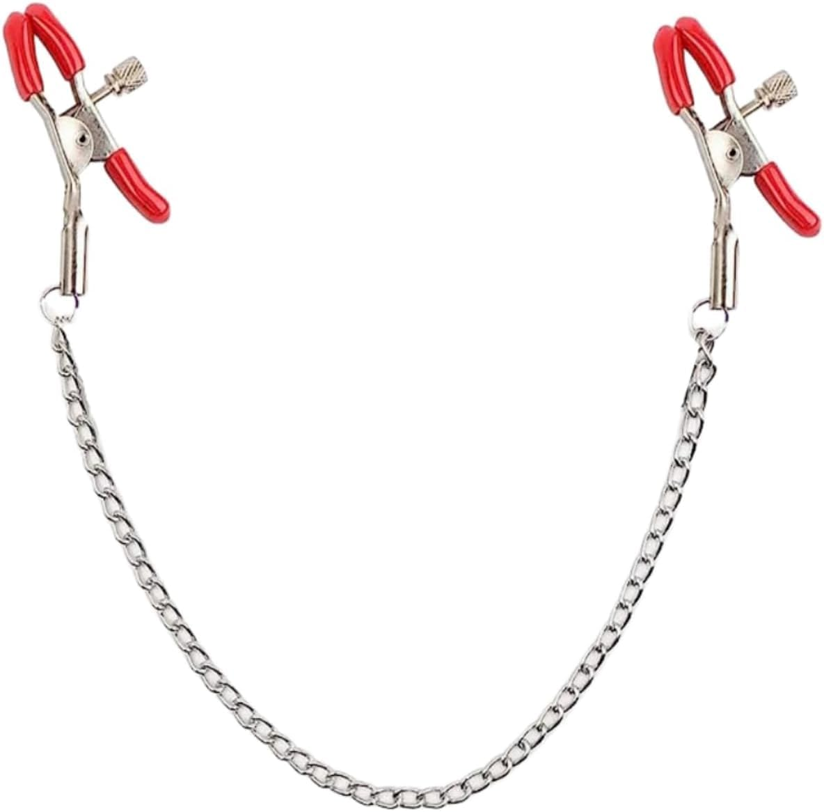 Nipple Clips Clamps Adjustable Pressure Breast Clamps Stainless Steel Non Piercing Nipple Rings Decorative Clip for Pleasure Toys Nipple for Women Men (RED)