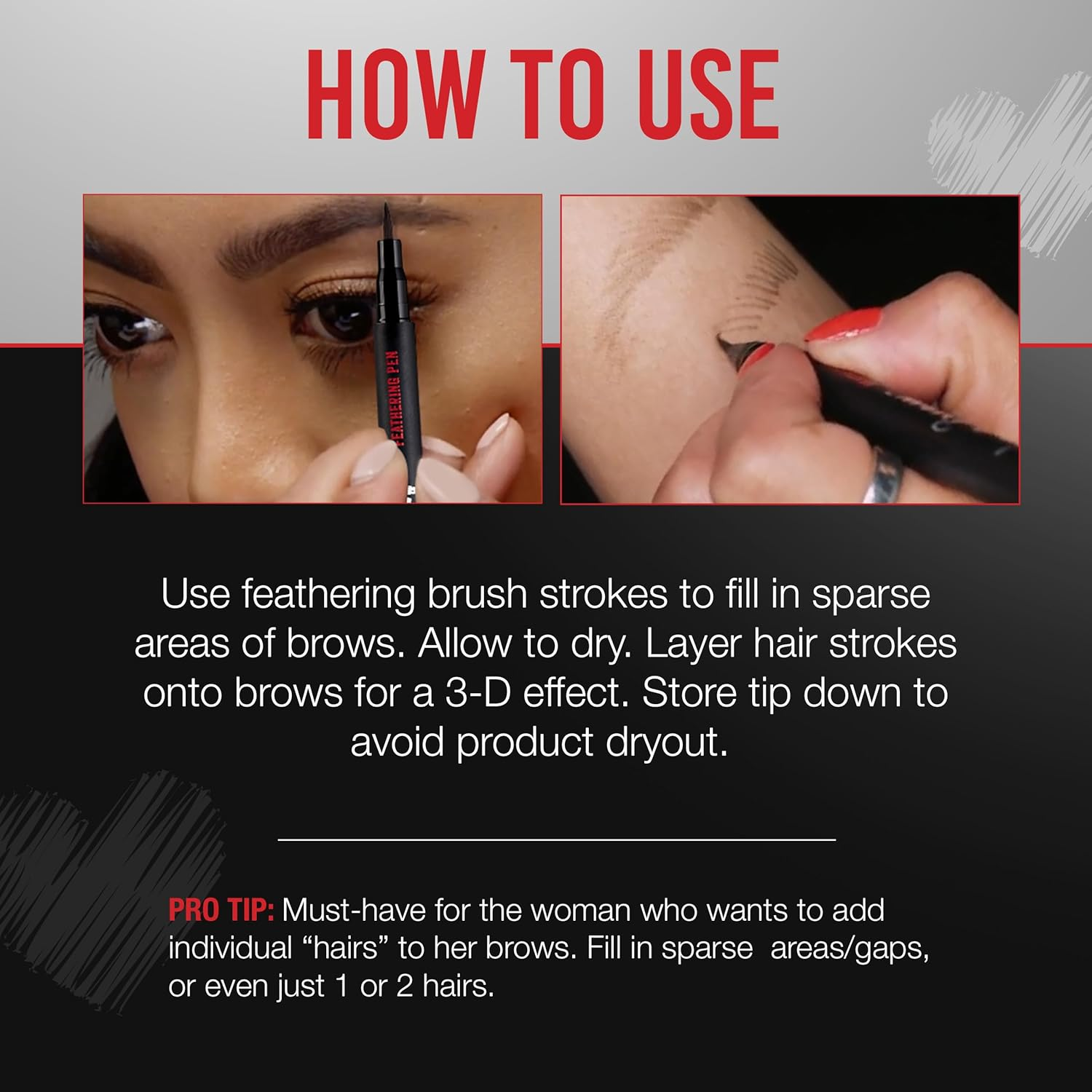 Ardell Stroke a Brow Feathering Pen, Dark Brown, 1.2 Grams image number 4