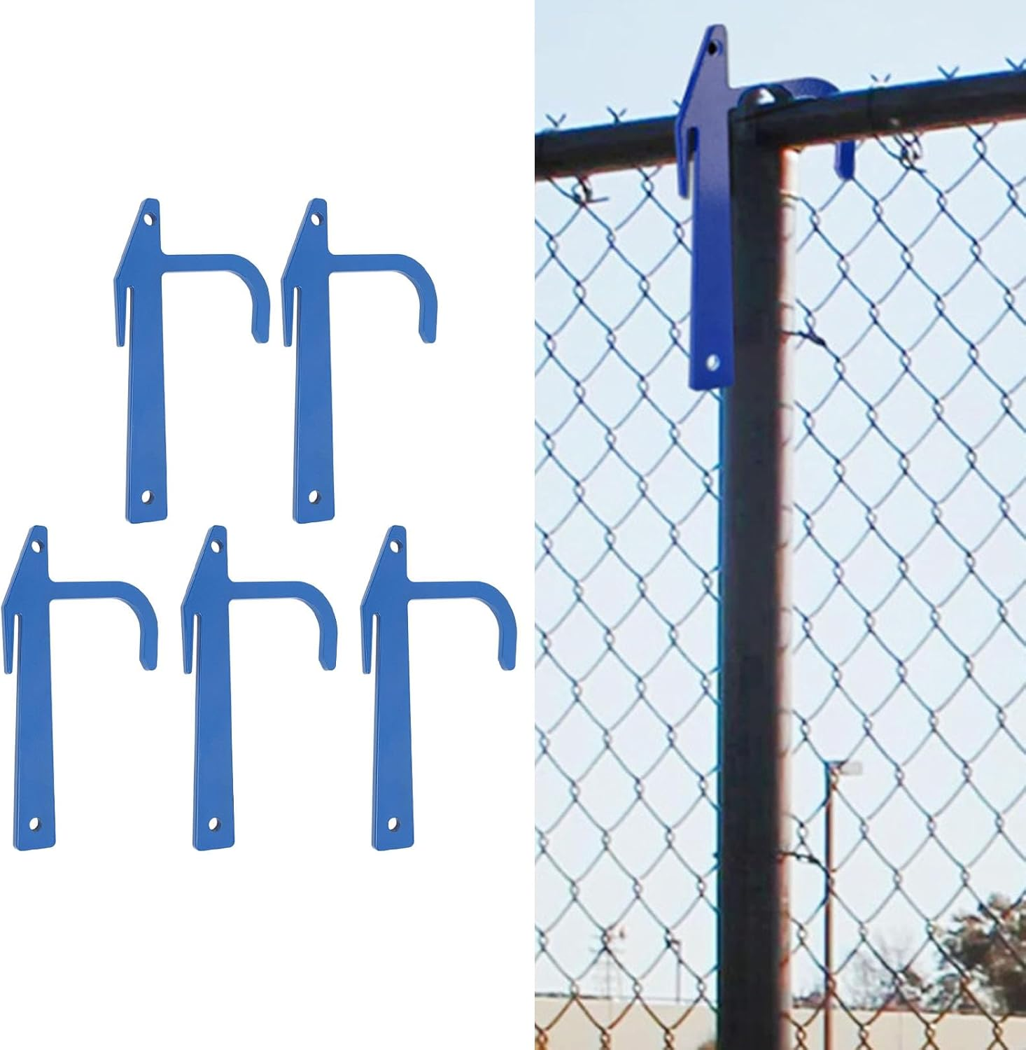 Chain Link Fence Metal Banana Clip, 5 Pcs Steel Fence Stretcher, Fence Top Rail Clamp Fabric Hanging Tool, Fence Stretcher Twisting Tool for Stretching and Tensioning image number 1