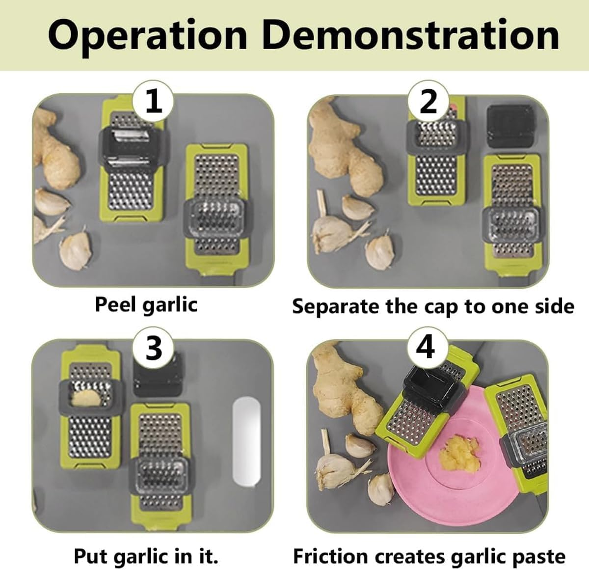 AIMALL 2-Piece Multifunctional Manual Garlic Grinder, Durable Kitchen Gadget for Garlic, Vegetables, Easy-Clean 8-Inch Stainless Steel Tool