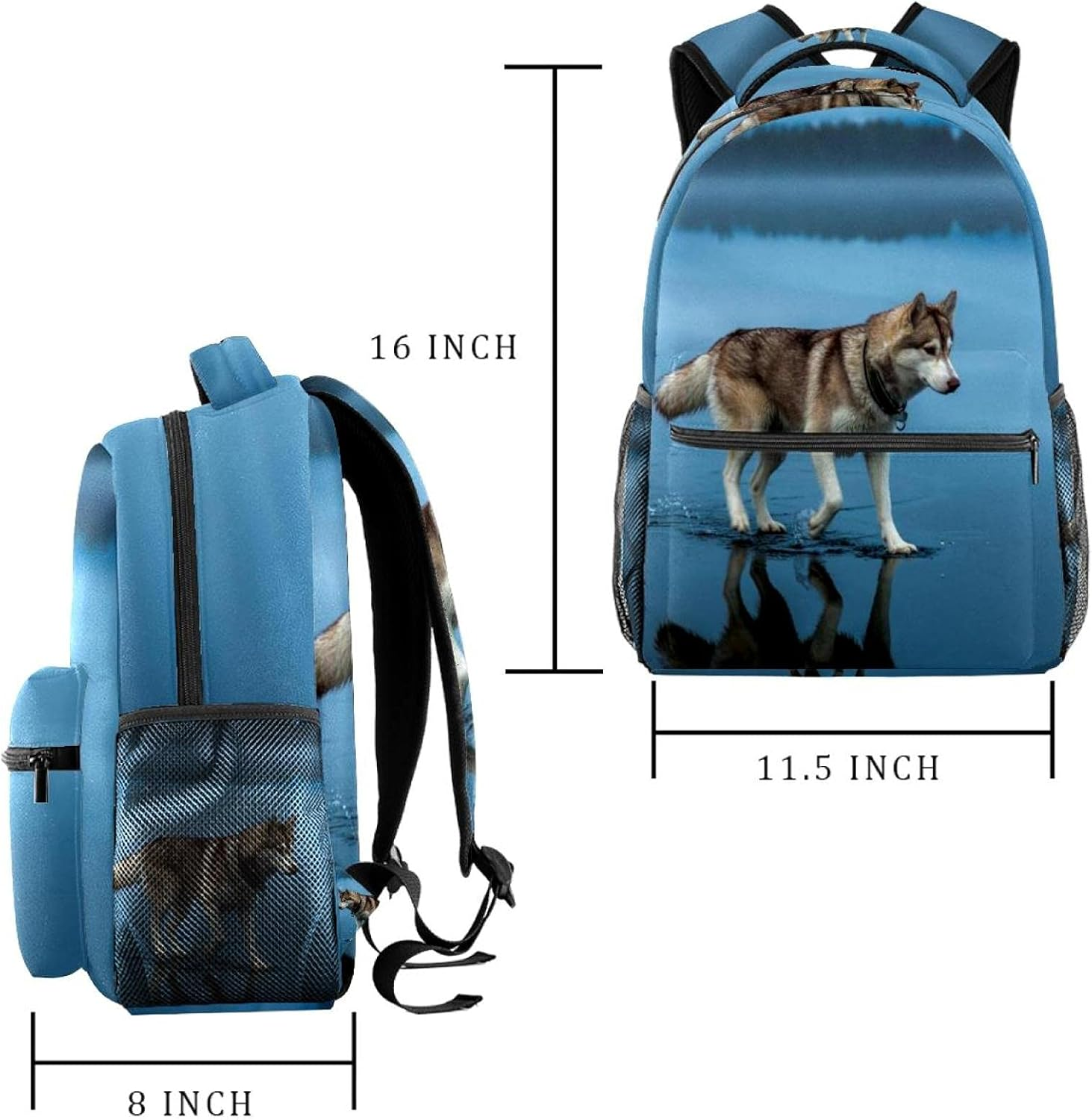 Husky Walks on Water Backpack Students Shoulder Bags Travel Bag College School Tote Backpacks