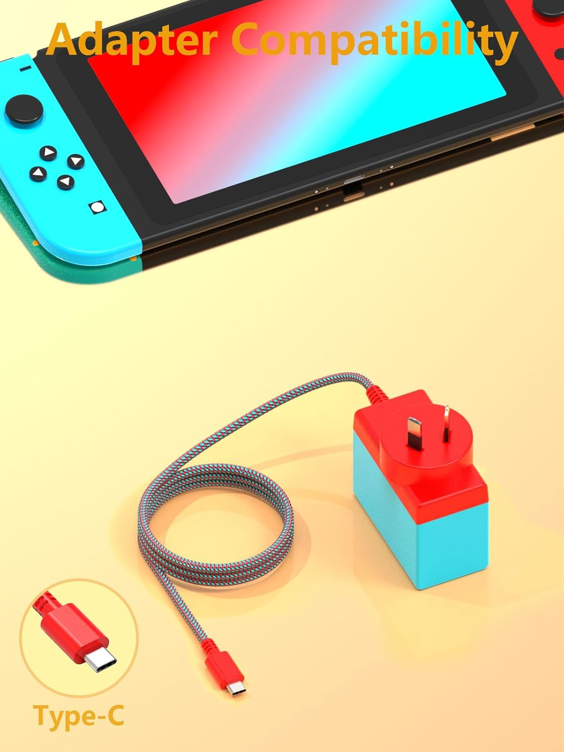 Haweswar Charger for Nintendo Switch, 39W AC Power Supply Adapter Fast Charging with 1.8M USB C Cord, Compatible with Switch Lite, OLED, Steam Deck - Support TV Mode image number 6