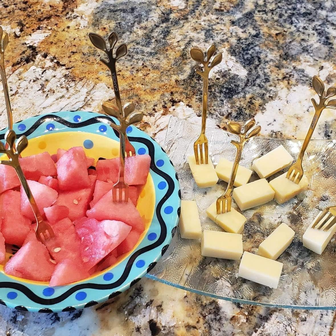 Gold Stainless Steel Dessert Fruit Forks Set of 8, Tableware Flatware Party Supplies, 4.7 Inch Specialty Demitasse Stirring Spoons Mini Salad Appetizing Cake Fork image number 1