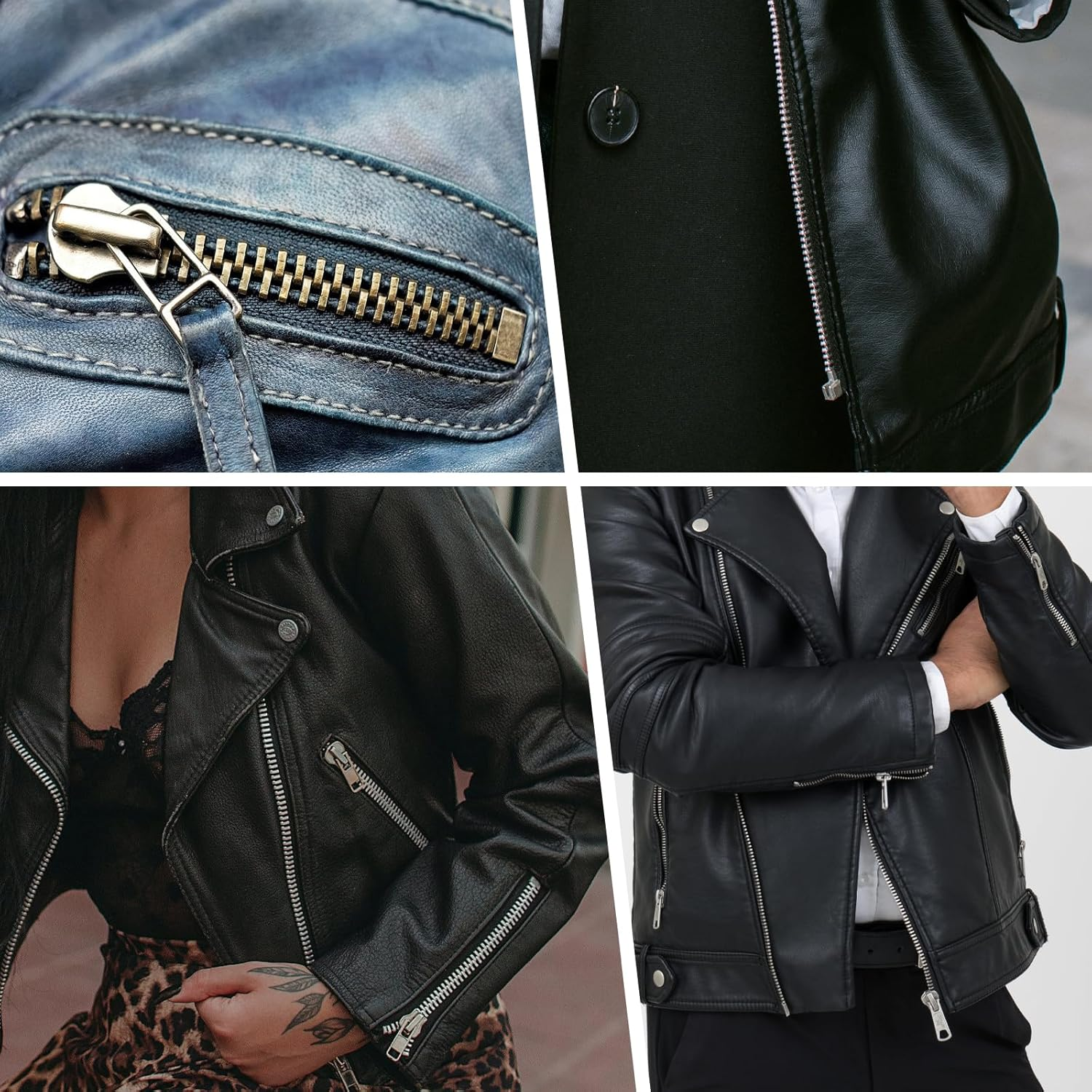 SHRJ 80Pcs Metal Insertion Pin Set Zipper Repair Kit Latch Slider Retainer, Zipper Sewing Accessories Open-End Bottom Top Stops for Jacket, Coat, Backpack, Handbag, Jeans, 4 Sizes image number 4