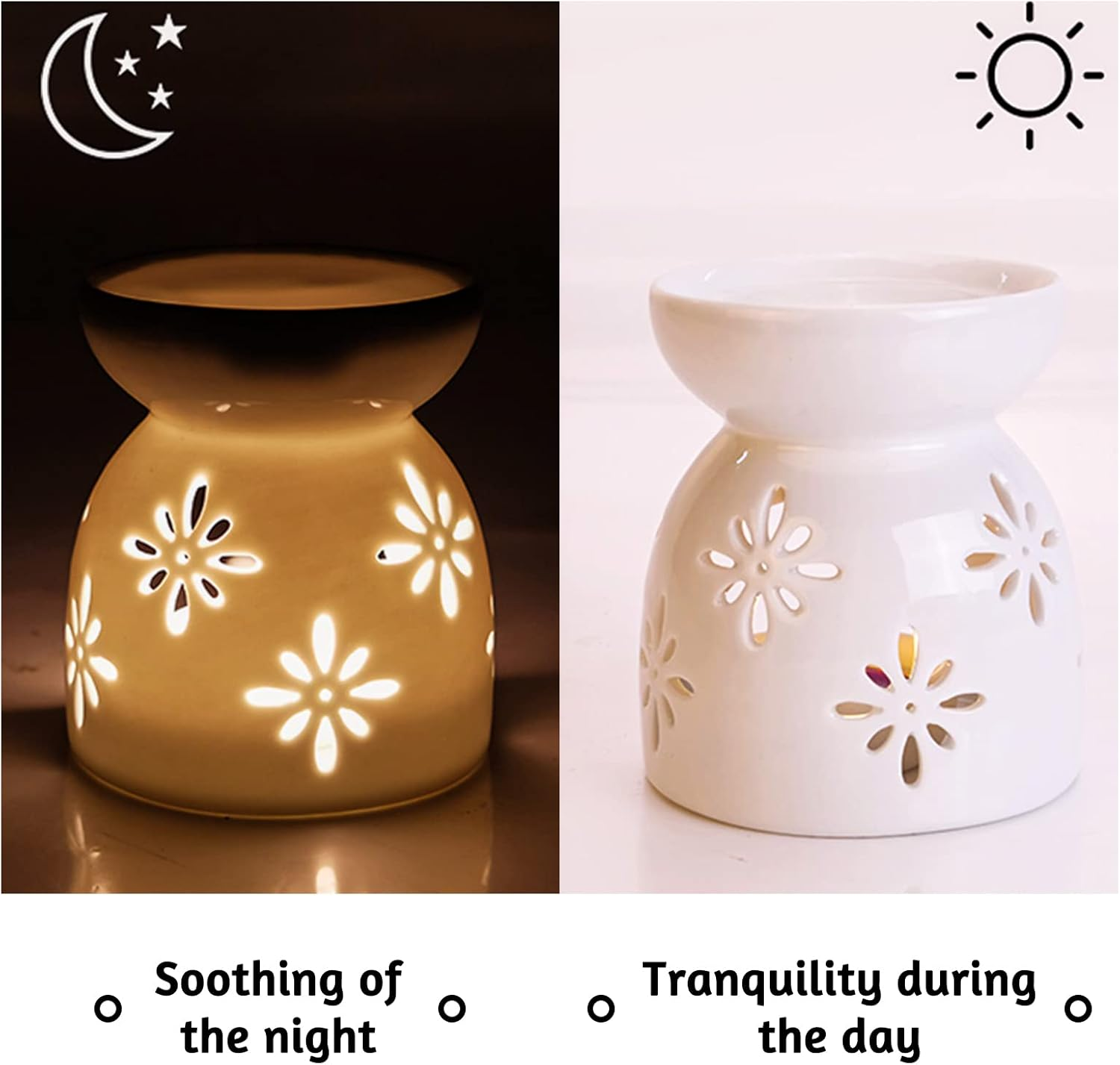 Ceramic Fragrance Lamp Censer Aroma Diffuser Tea Light Holder Oil Burner Aroma Lamp Candle Holder Aroma Lamp Tea Light Oil Aroma Burner Used for Sleep Aid Relaxation Meditation image number 3