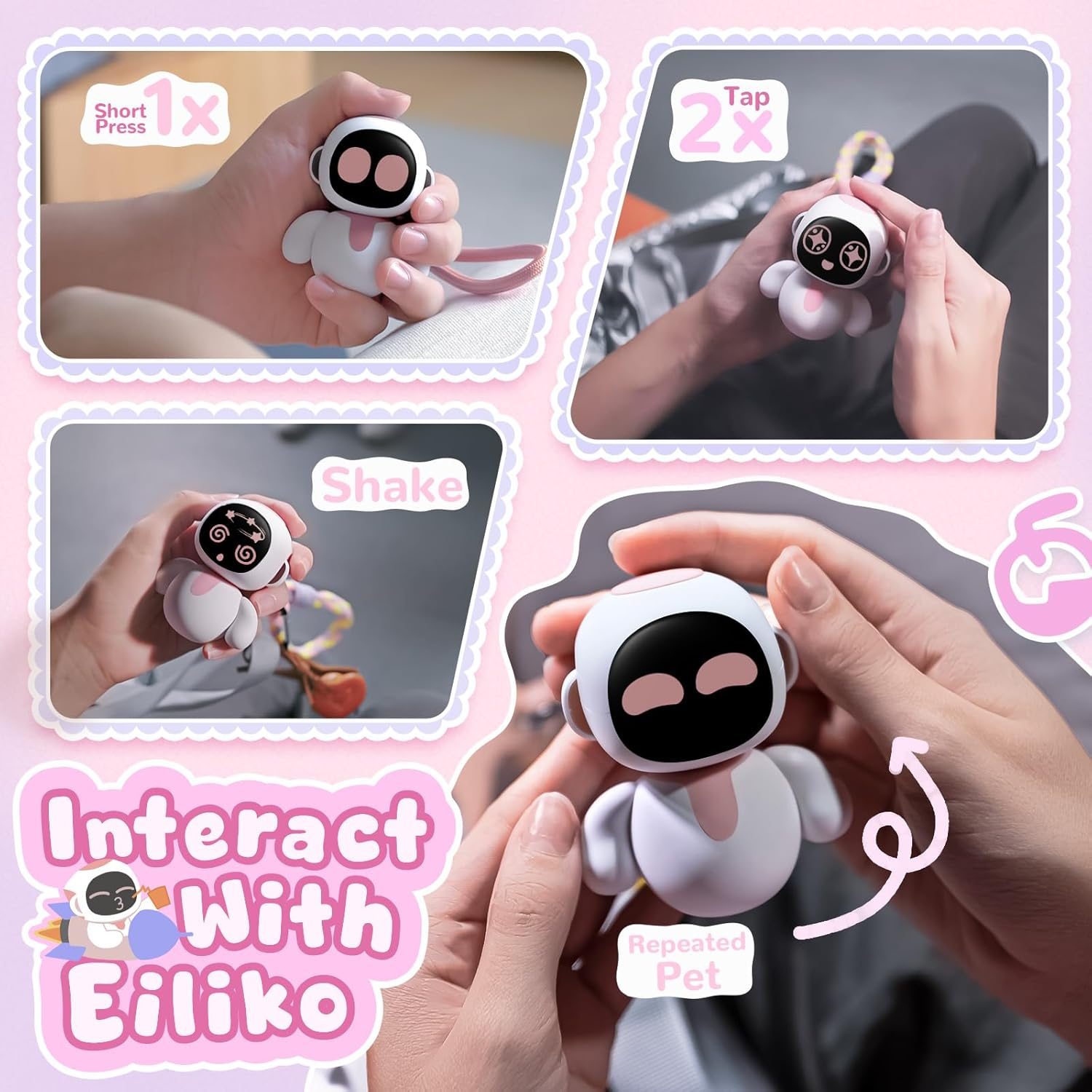 ENERGIZE LAB Eiliko Pink - Portable Eilik Robot with AI, Fun Electronic Pendant Toys, Gifts for Couples and Best Friends. image number 1