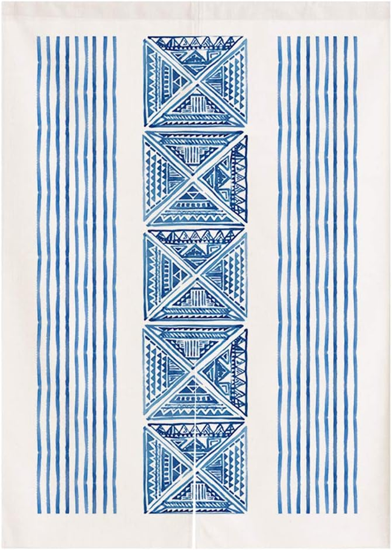 Japanese Indigo Noren Doorway Curtain Tapestry Shibori Tie Dye Pattern Door Curtain Rustic Boho Ethnic Room Divider Home Decoration, 29 X 35 Inches image number 6