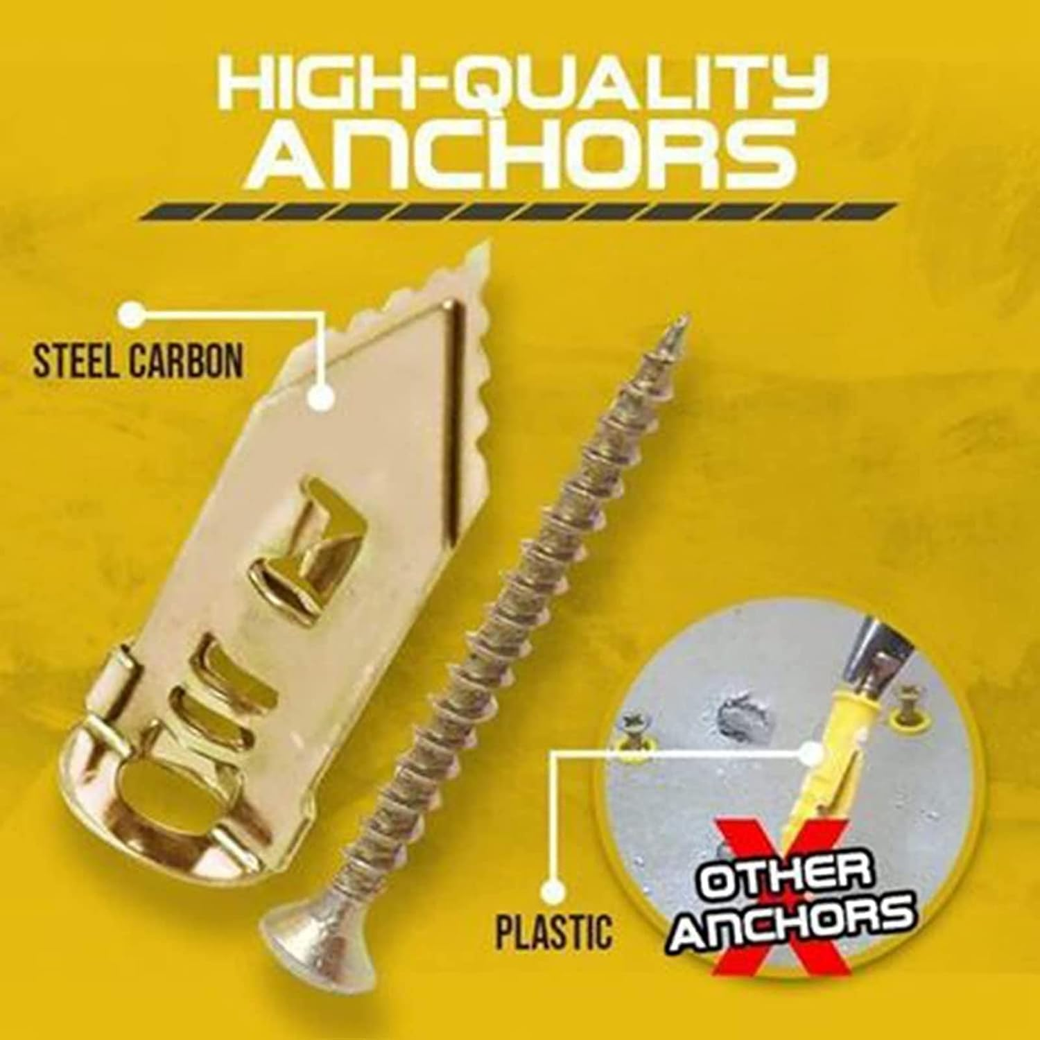 Snokay Metal Self-Drilling Anchor Kit for Plasterboard Fixings | 100Pcs 12X30Mm Hammer Drive Anchors | Plated Plasterboard Fixings | Perfect for TV, Bike, Shelf, Cabinets, Curtains, Calligraphy image number 5