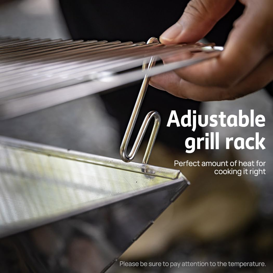 Portable Charcoal Grill Charcoal Grill with Wheels and Storage Holder for Camping, Picnic, Barbecue Red (2 in 1 BBQ Grill) image number 6