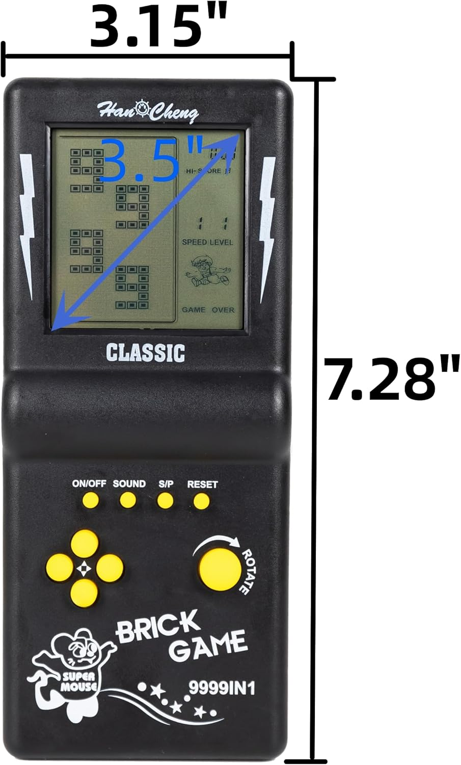 Handheld Brick Game Console,3.5-Inch Large Screen Back to School Black Handheld Building Block Game,Tank Racing Electronic Game,Build in 23 Classic Games for Adults or Kids (3 Pcs Tetri)