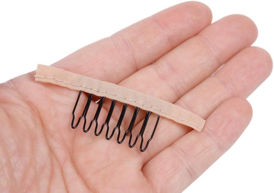 YANTAISIYU 24Pcs Wig Comb, 7-Teeth, Steel & Cloth, Blonde, Unisex, Adult Wig Users image number 6