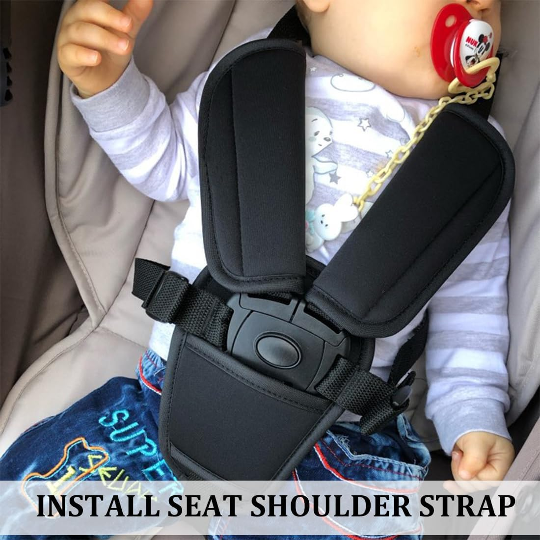 Seat Belt Pads for Baby Car Seats and Child Seats - Set of 3 in Grey, Fastening with Velcro Fastening, Dimensions 13 X 6 Cm, for Extra Comfort and Protection