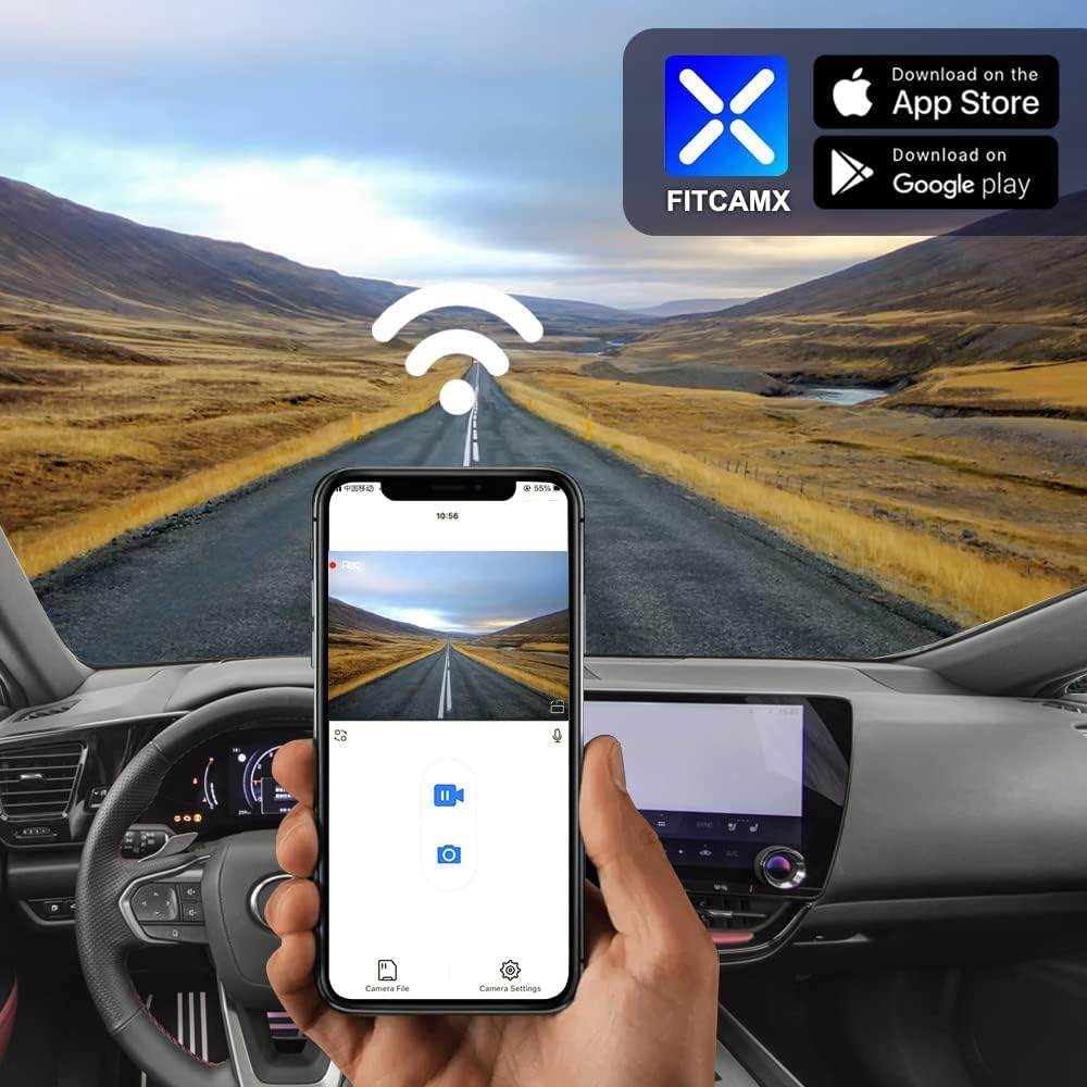 Fitcamx 4K Dash Cam Suitable for 2022-2026 Lexus NX350 NX250 NX300 NX Premium Luxury Nx450H F Sport, OEM Look, 2160P UHD Video, G-Sensor Loop Recording, Wifi & APP, Plug & Play, 64GB Card