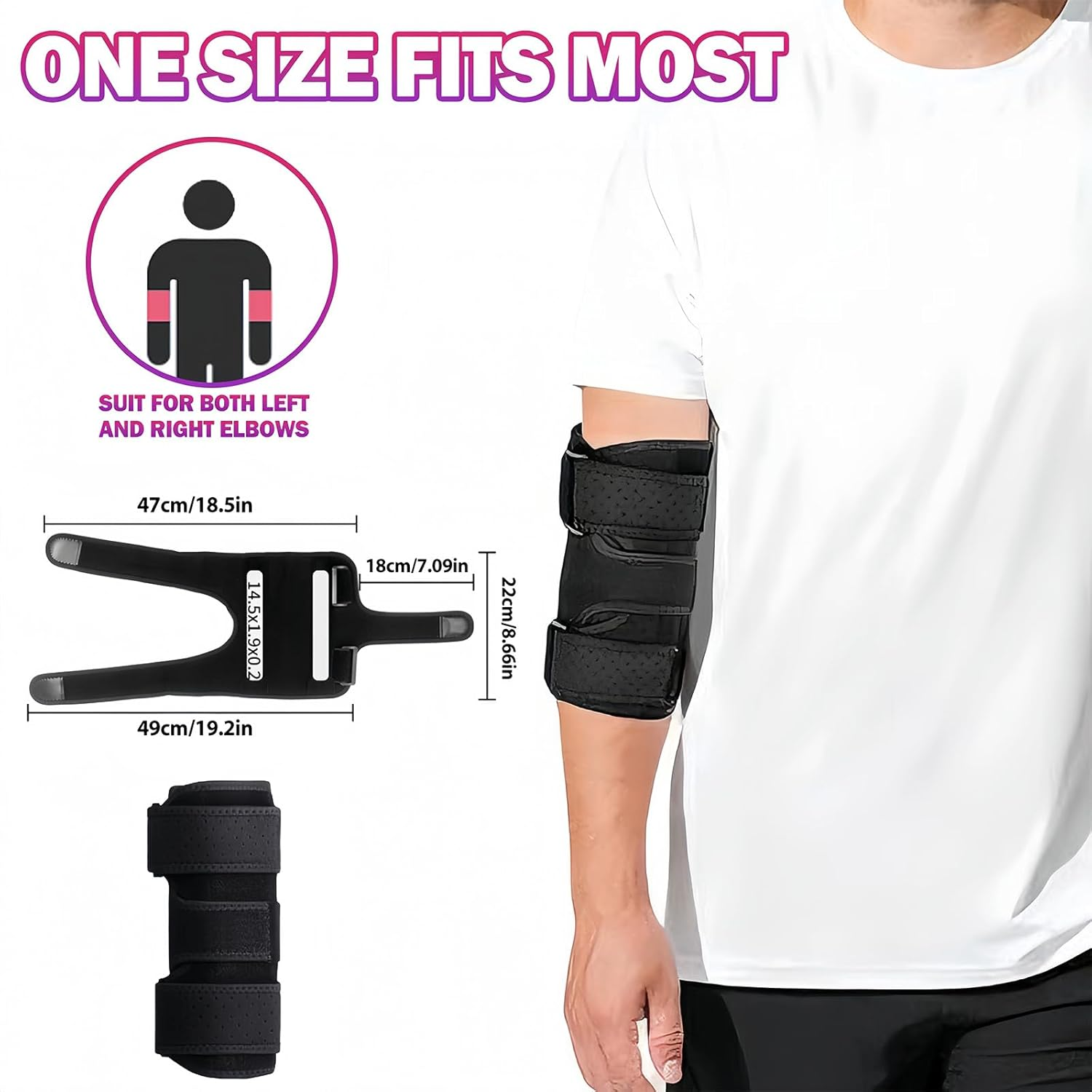 Elbow Brace for Cubital Tunnel, Ulnar Nerve Entrapment Brace - Adjustable Sleeping Elbow Support with Removable Splints, Tendonitis & Tennis Elbow Pain Relief, Fits Women & Men image number 2