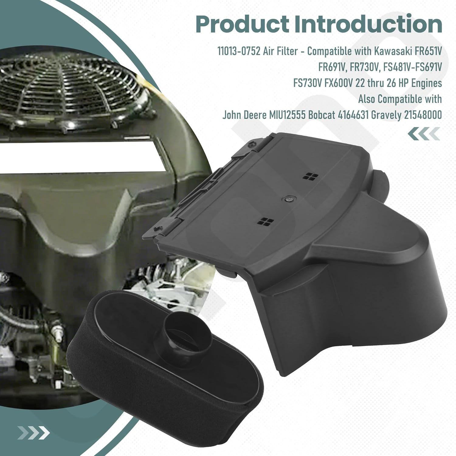 Ohoho 11011-0820 Air Filter Cover & 11013-0752 Air Filter Kit - by - Compatible with Kawasaki 11011-7052 11011-7065 11011-7054 FR651V FR691V FR730V 4 Stroke Engine image number 3