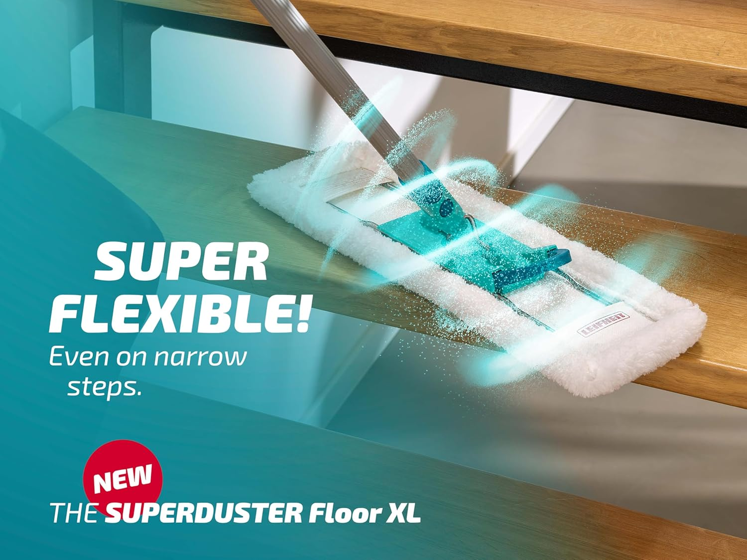 Leifheit Superduster Floor XL Dust Cover, Washable Dust Mop Floor with Microfibre Cover, Dust Mop Dry for Tiles, Laminate or Parquet Flooring image number 5