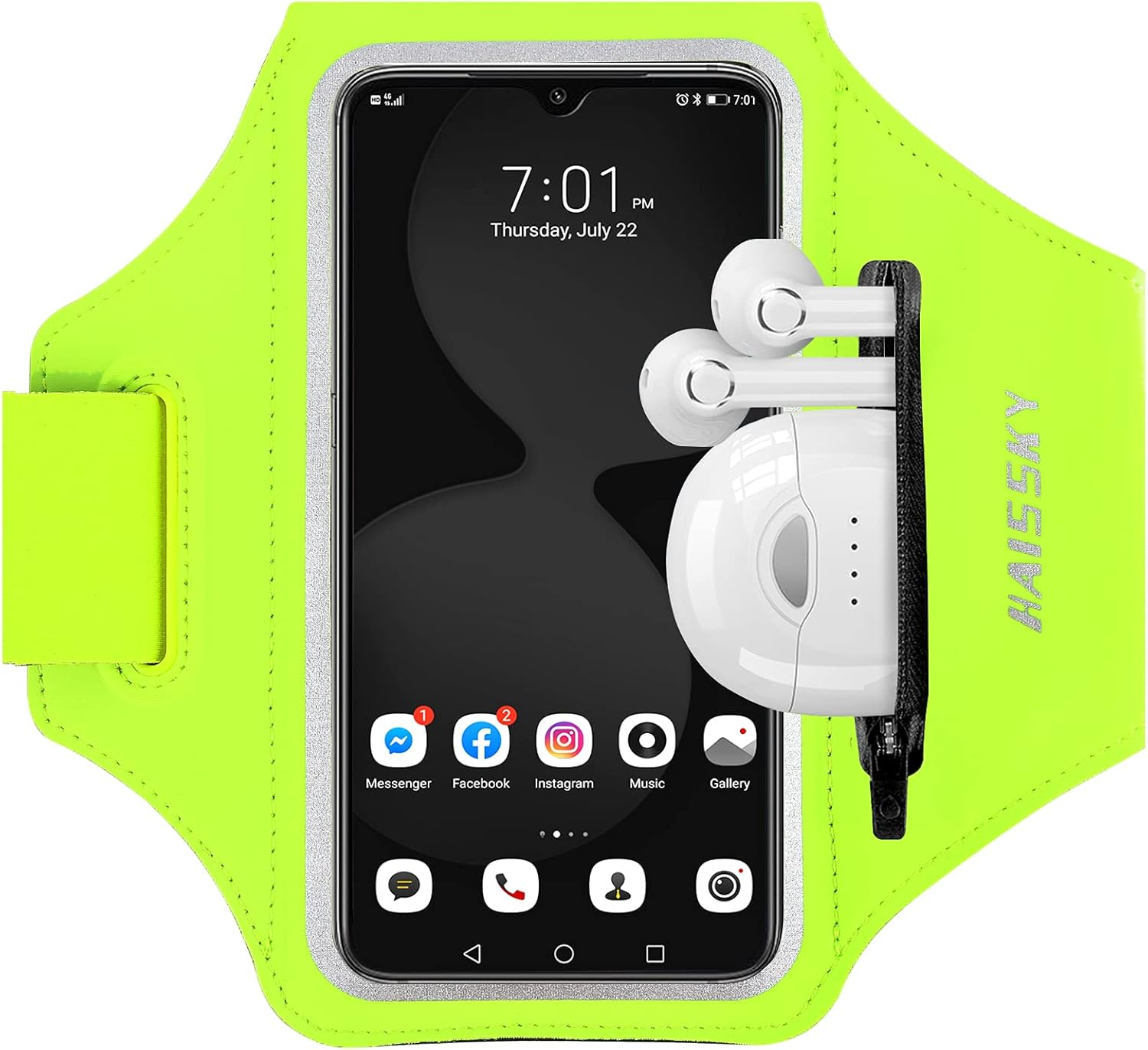 HAISSKY Sports Armband with Headphones Bag Sports Armband Mobile Phone Case Sport for Iphone 16 Pro Max/15 Pro/14/13 Pro/12 Plus, Huawei P70 Pro/P60 Pro/Mate 60 Xiaomi, Galaxy Mobile Phone Case