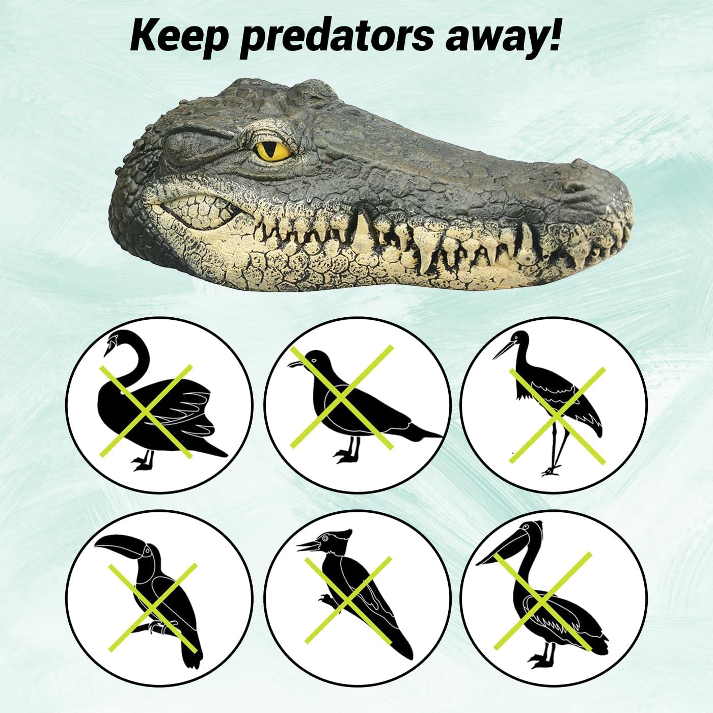 Floating Alligator Decoy for Pool - Crocodile Head Float Used as Duck, Egret, and Pond Bird Deterrent image number 4